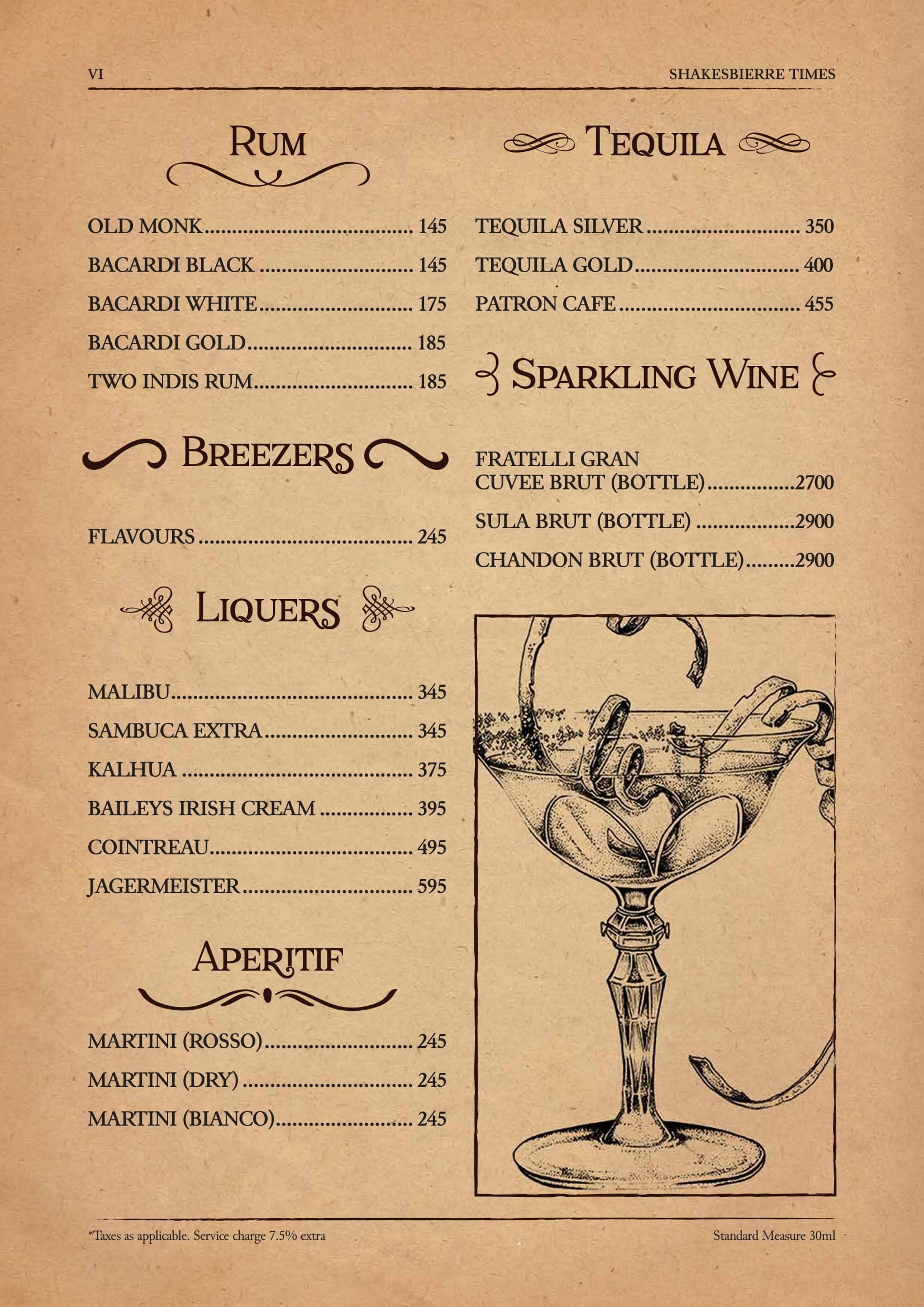 Dining Experience for Two at ShakesBierre, Central Bengaluru — Beverages menu