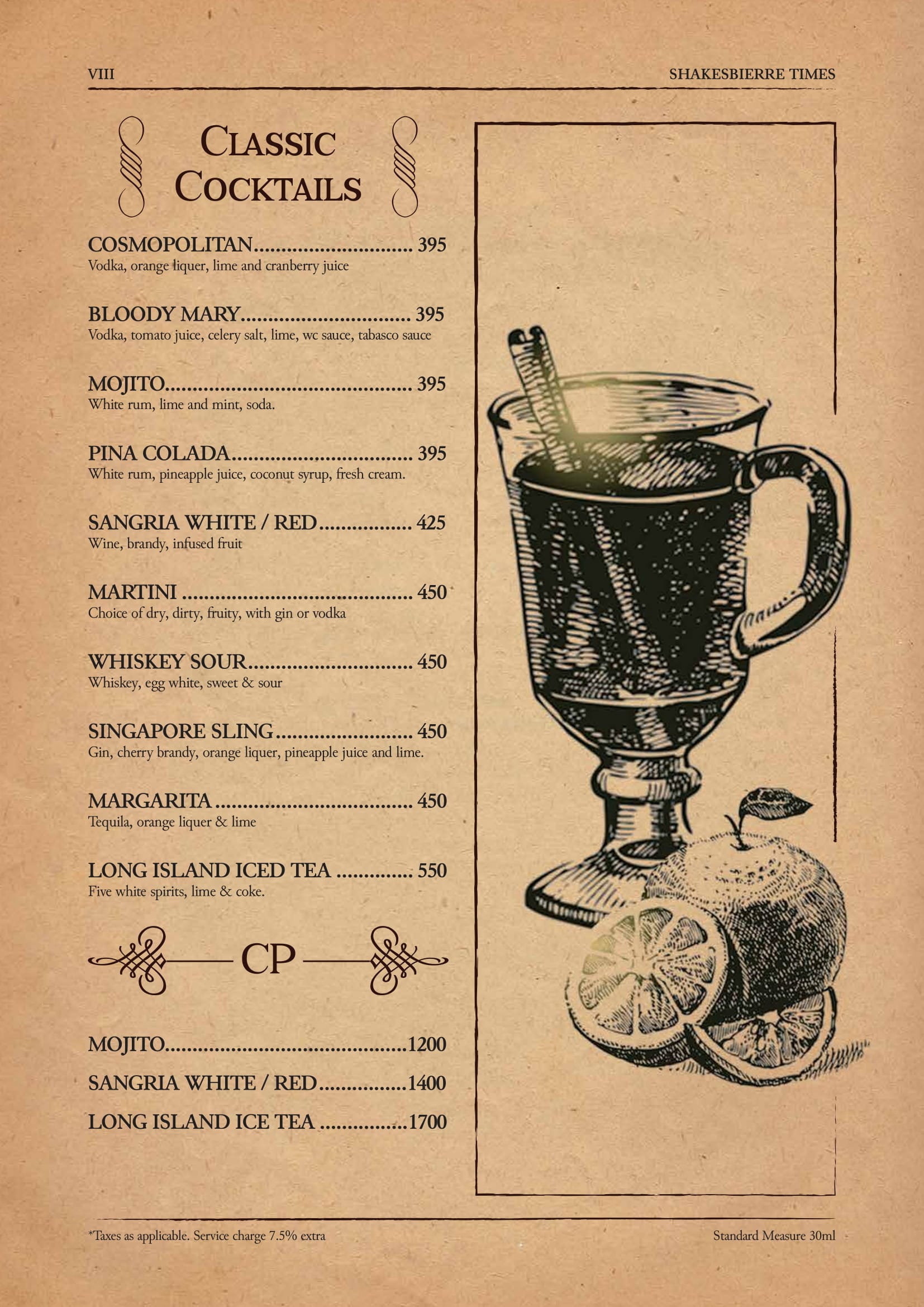 Dining Experience for Two at ShakesBierre, Central Bengaluru — Beverages menu