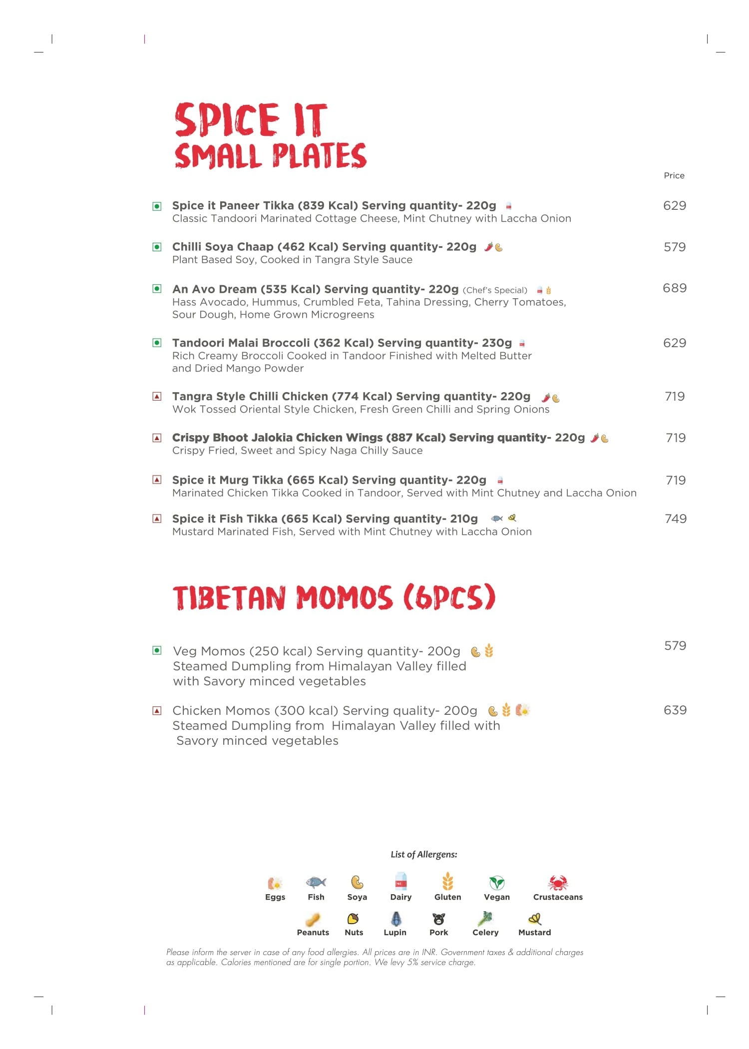 Dining Experience for Two at Spice It, Ibis New Delhi Aerocity — Food menu