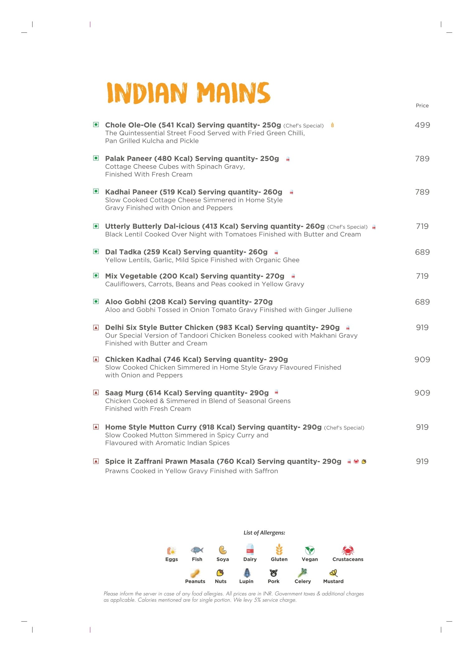 Dining Experience for Two at Spice It, Ibis New Delhi Aerocity — Food menu