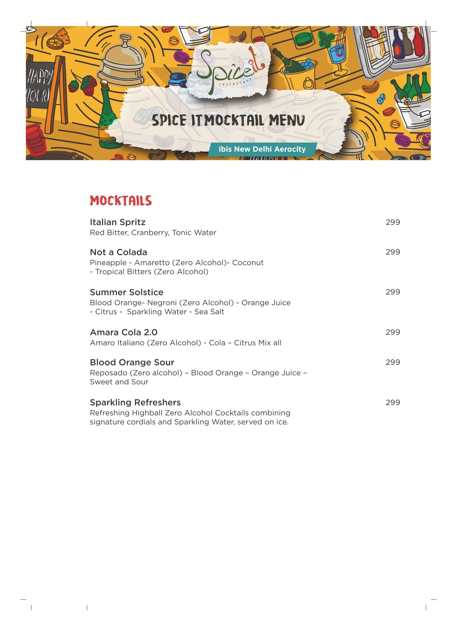 Dining Experience for Two at Spice It, Ibis New Delhi Aerocity — Beverages menu
