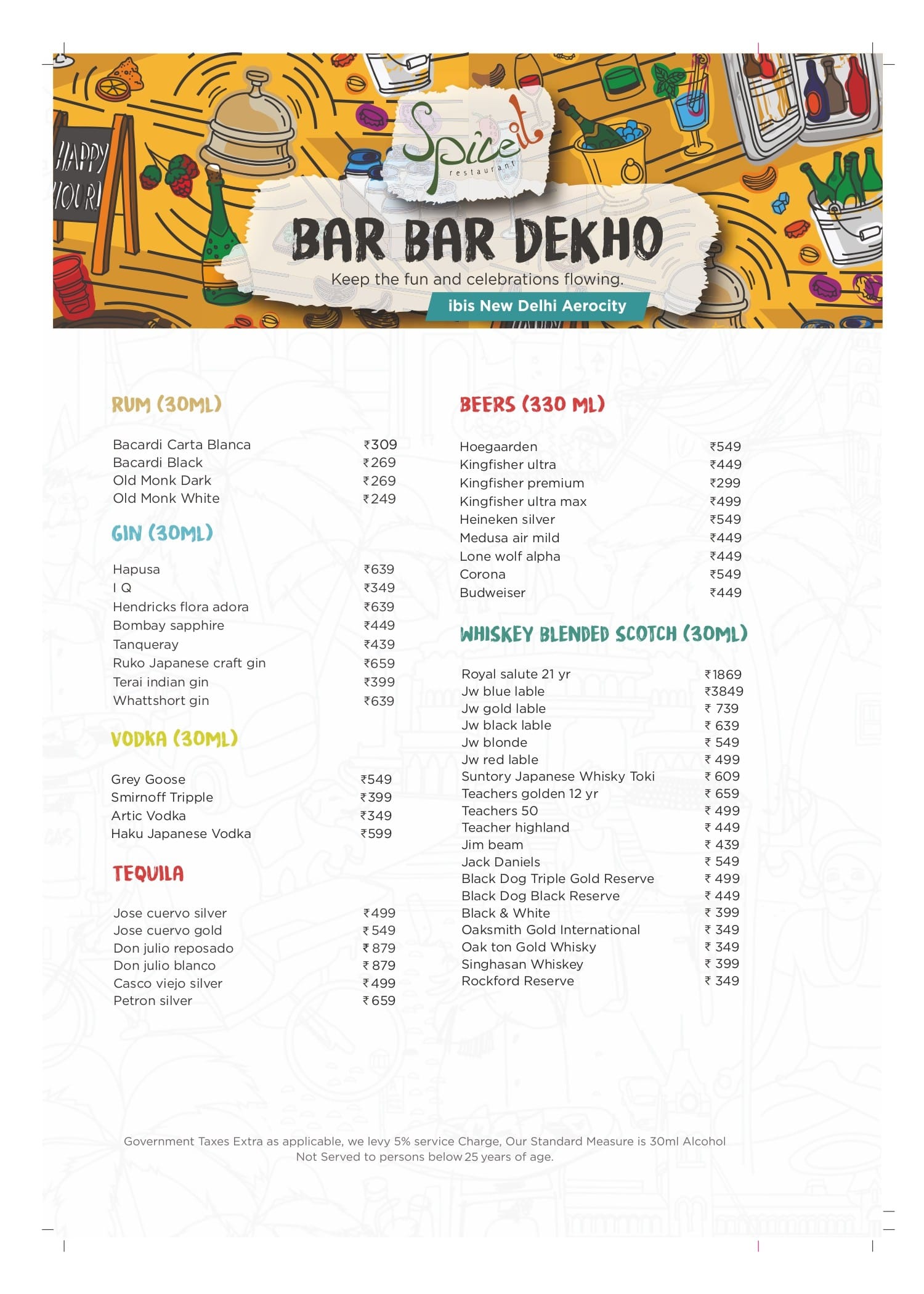 Dining Experience for Two at Spice It, Ibis New Delhi Aerocity — Beverages menu