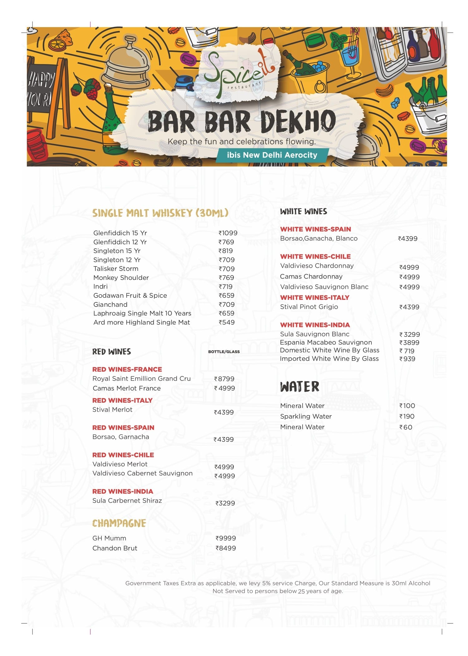 Dining Experience for Two at Spice It, Ibis New Delhi Aerocity — Beverages menu