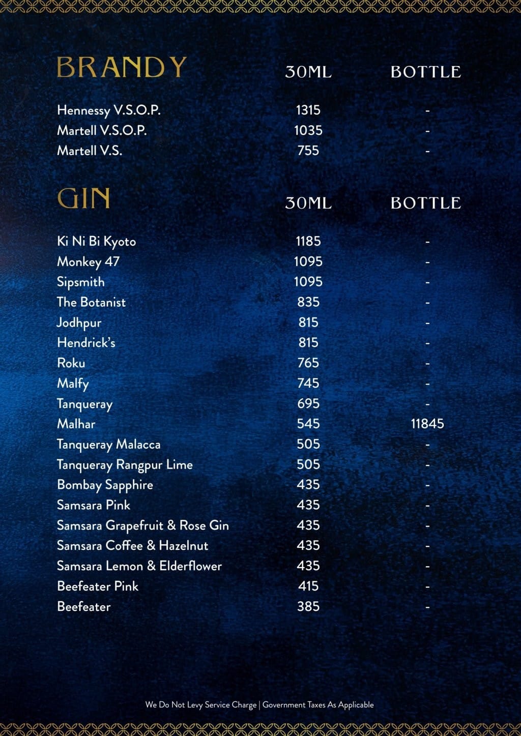 Dining Experience for Two at Bayroute, Central Mumbai — Beverages menu