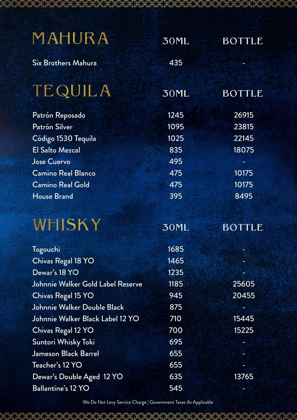 Dining Experience for Two at Bayroute, Central Mumbai — Beverages menu