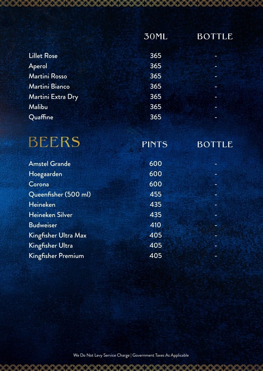 Dining Experience for Two at Bayroute, Central Mumbai — Beverages menu