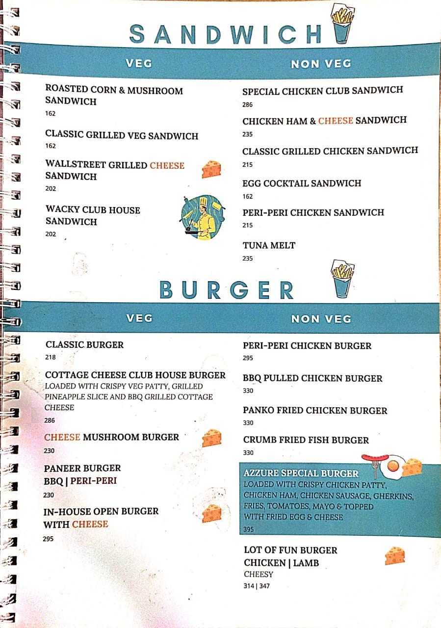 Dining Experience for Two at Cafe Azzure, North Bengaluru — Food menu