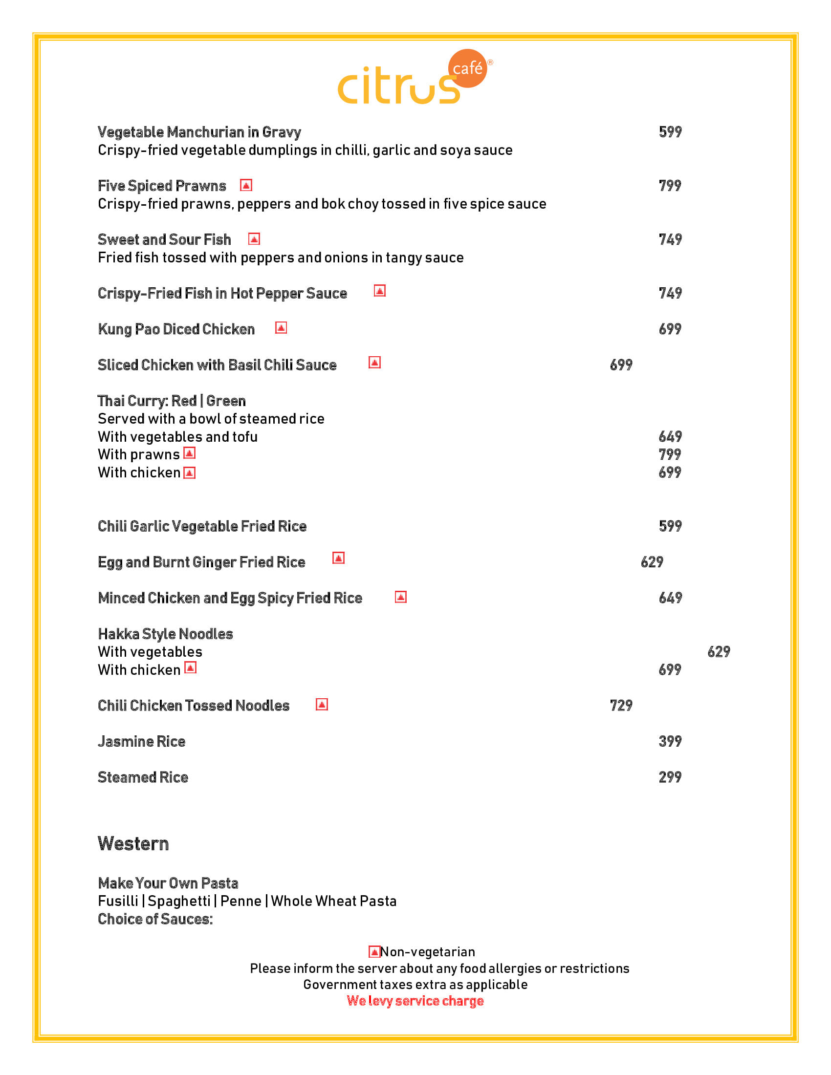Dining Experience for Two at Citrus Cafe Lemon Tree Premier Mumbai International Airport, Mumbai International Airport — Food menu