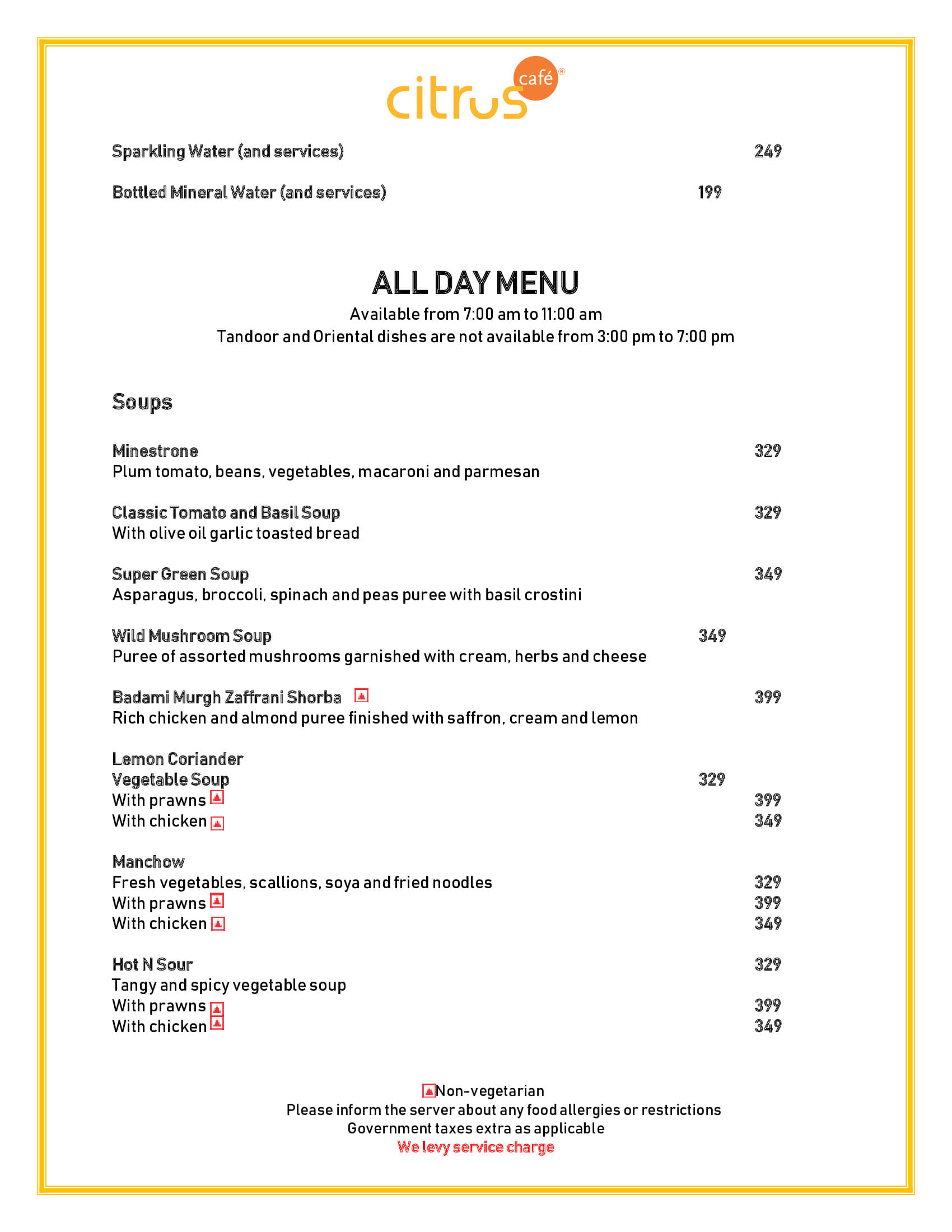 Dining Experience for Two at Citrus Cafe Lemon Tree Premier Mumbai International Airport, Mumbai International Airport — Food menu