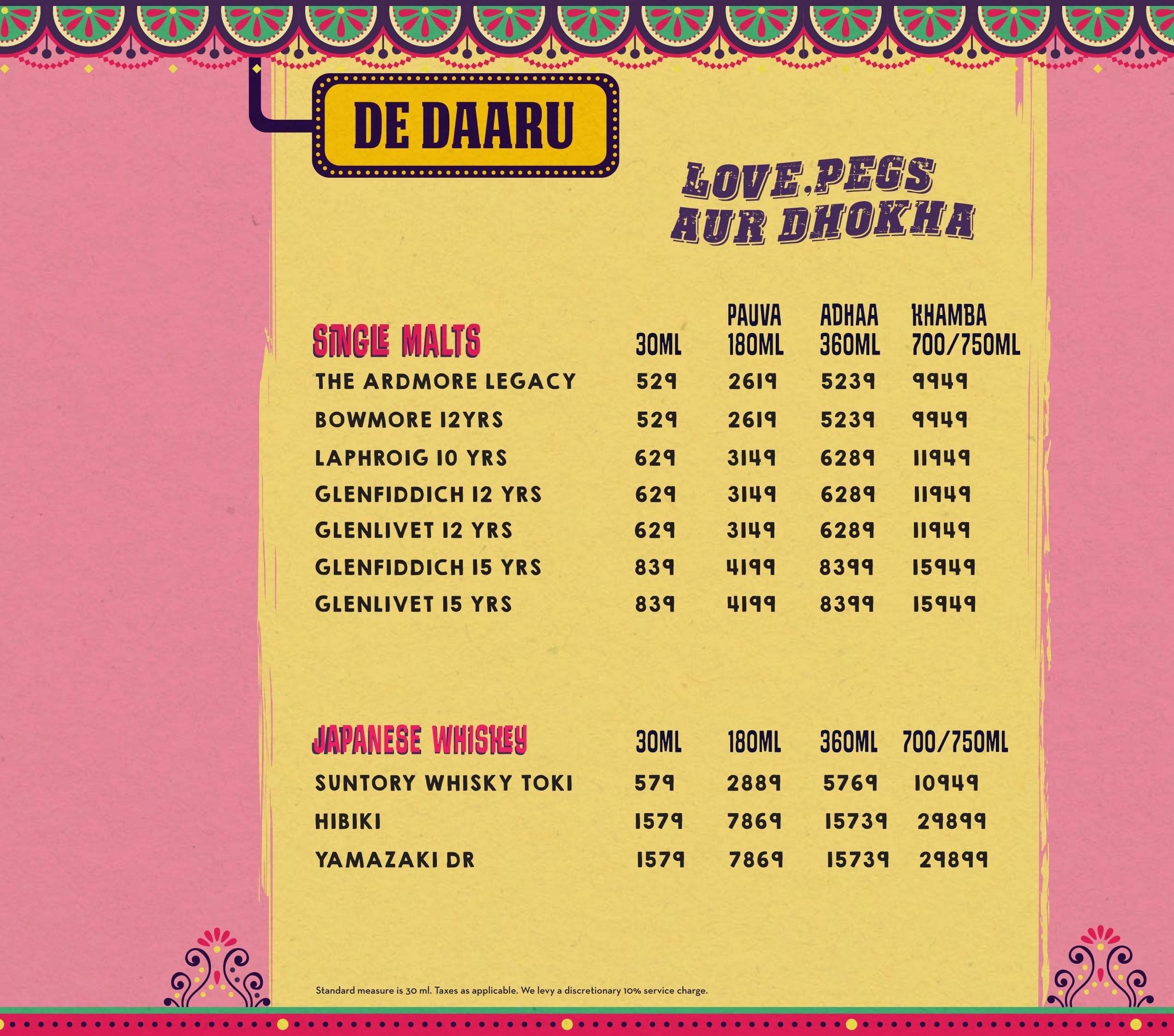 Dining Experience for Two at Dhaba - Estd 1986 Delhi, Central Delhi — Beverages menu