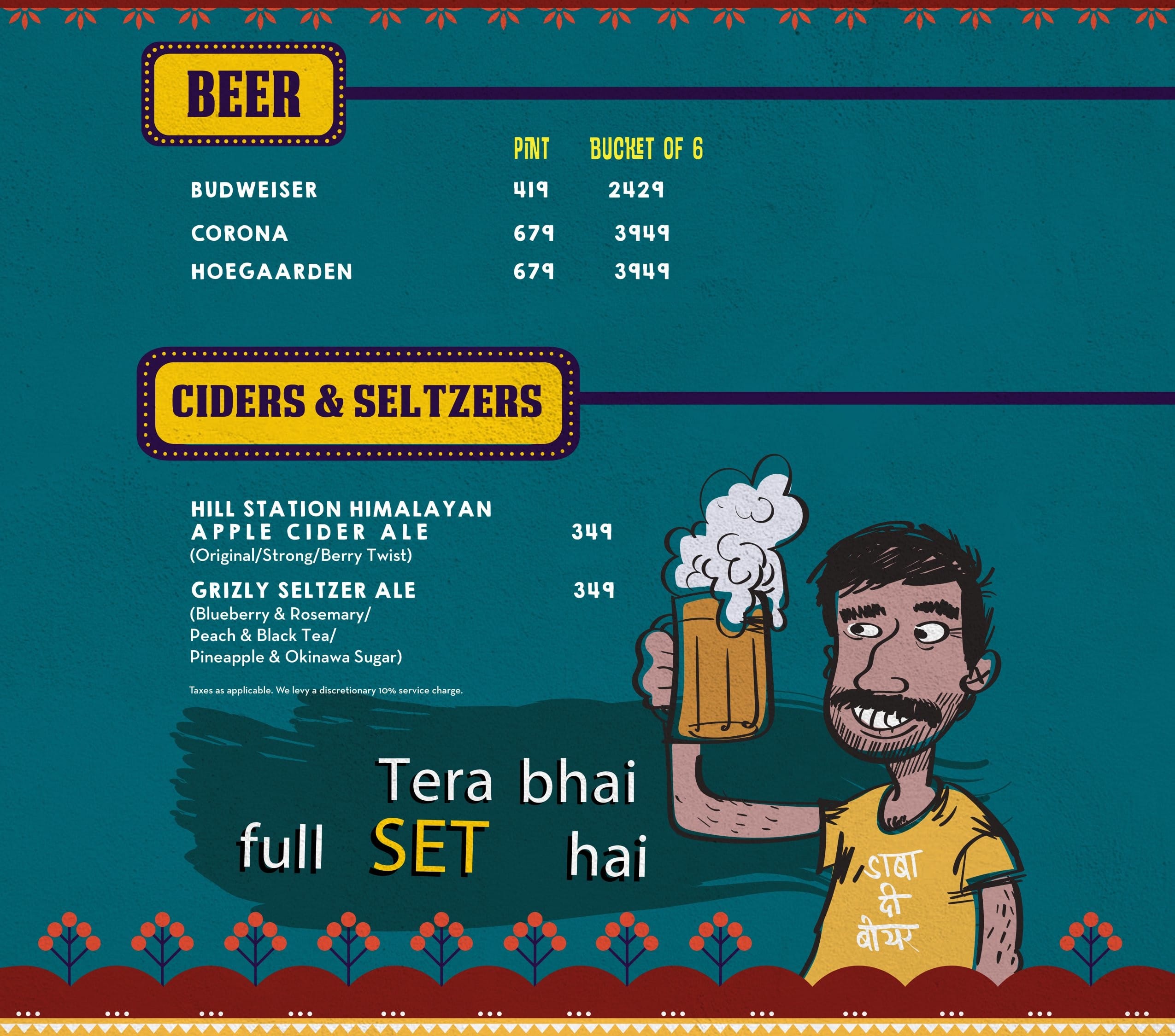 Dining Experience for Two at Dhaba - Estd 1986 Delhi, Central Delhi — Beverages menu