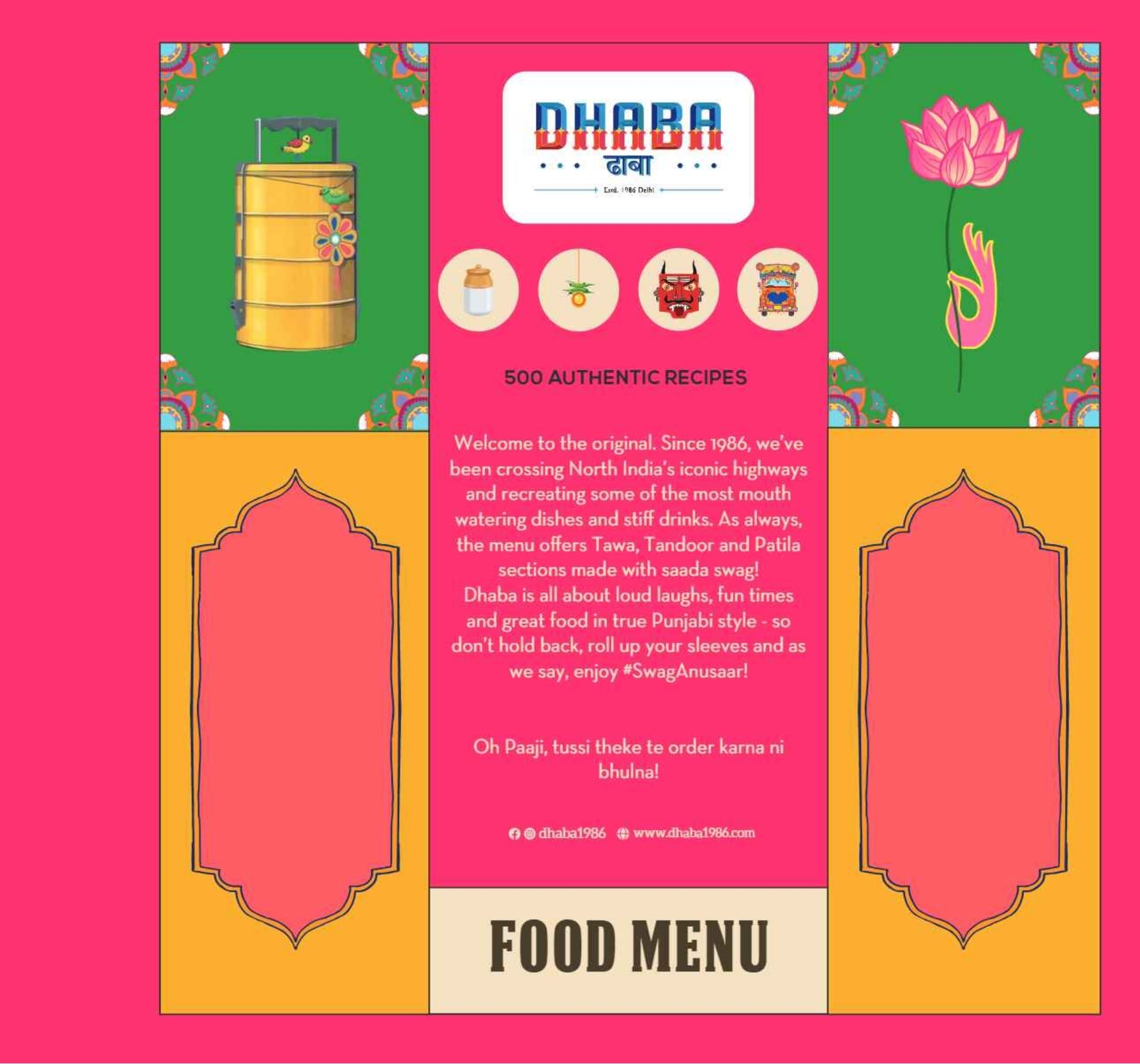Dining Experience for Two at Dhaba - Estd 1986 Delhi, Central Delhi — Food menu