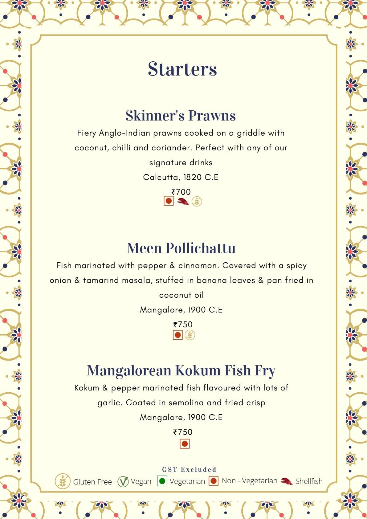 Dining Experience for Two at Mala-Akbari, Gurgaon — Food menu