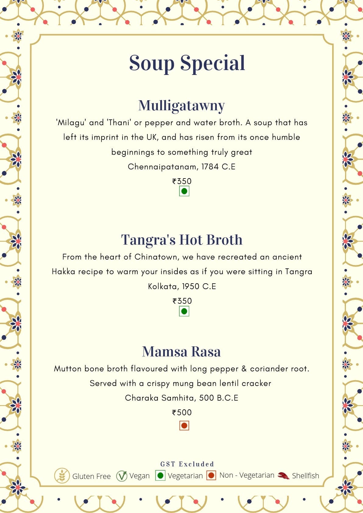 Dining Experience for Two at Mala-Akbari, Gurgaon — Food menu
