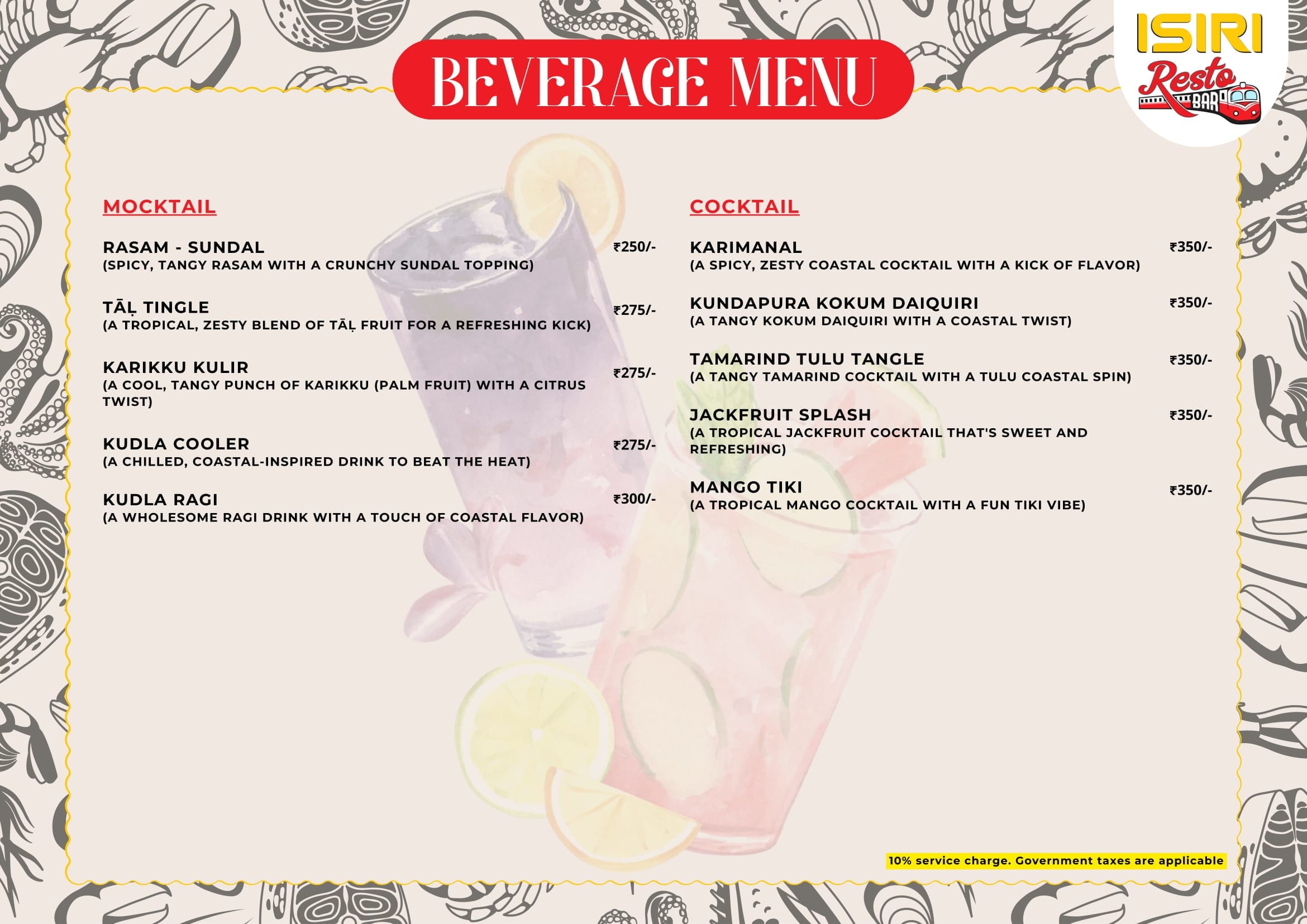 Menu of Isiri Resto-Bar, Marathahalli, East Bengaluru