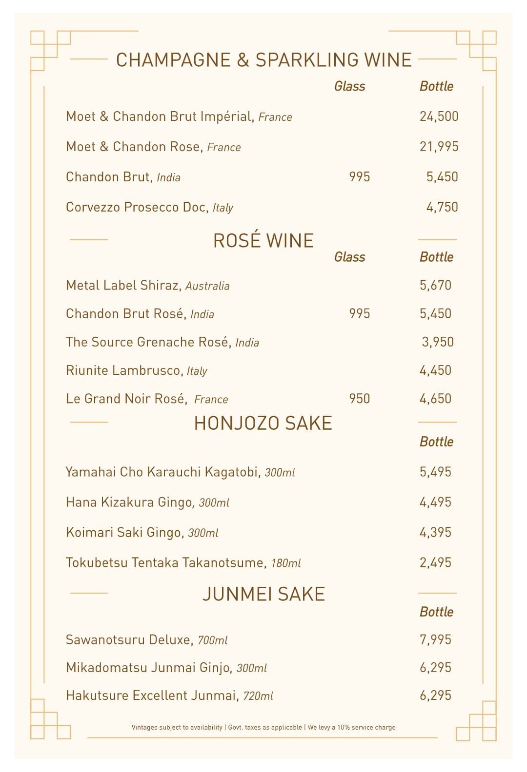 Dining Experience for Two at Royal China, Western Suburbs — Beverages menu