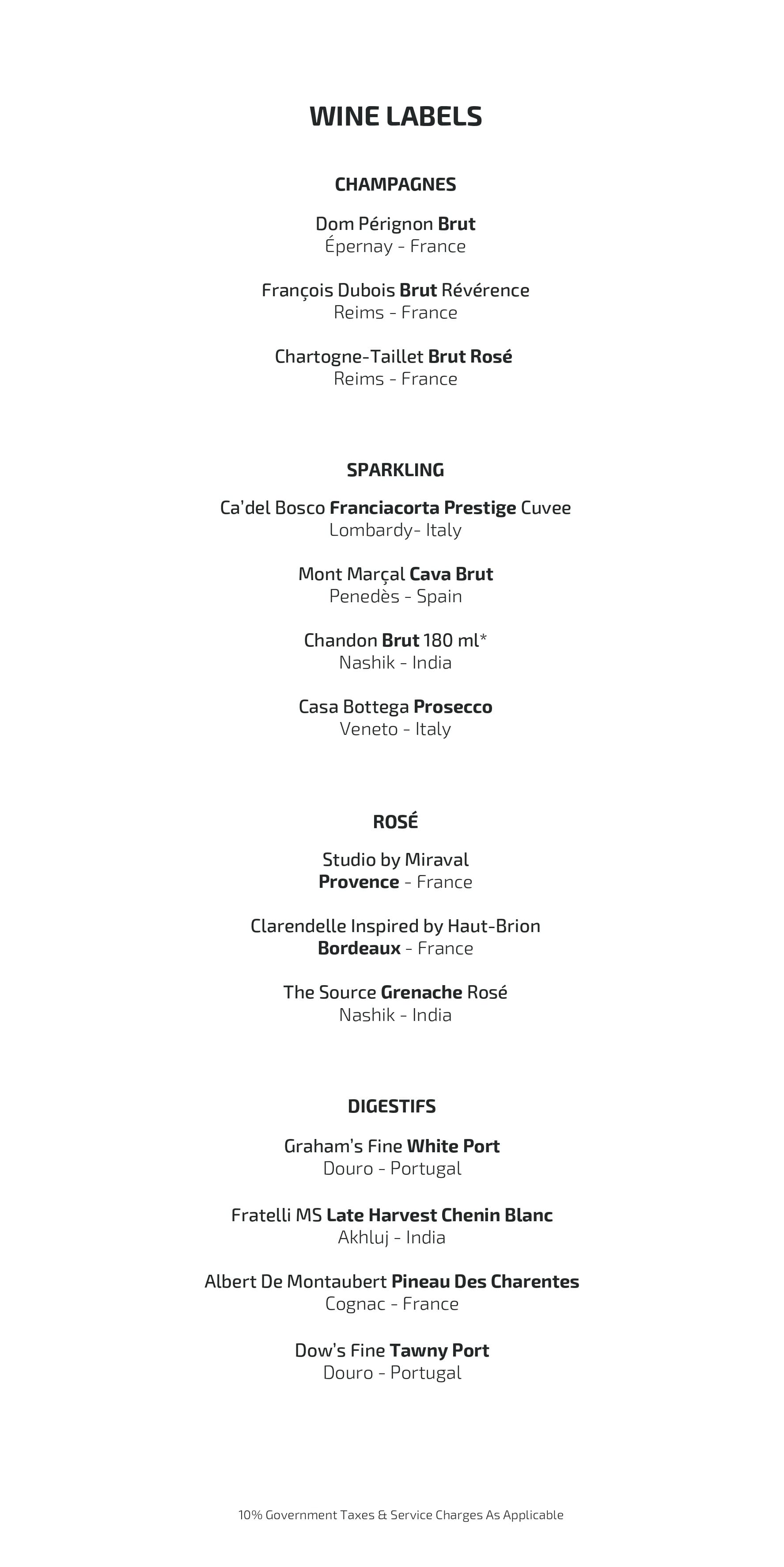 Dining Experience for Two at Ekaa, South Mumbai — Beverages menu