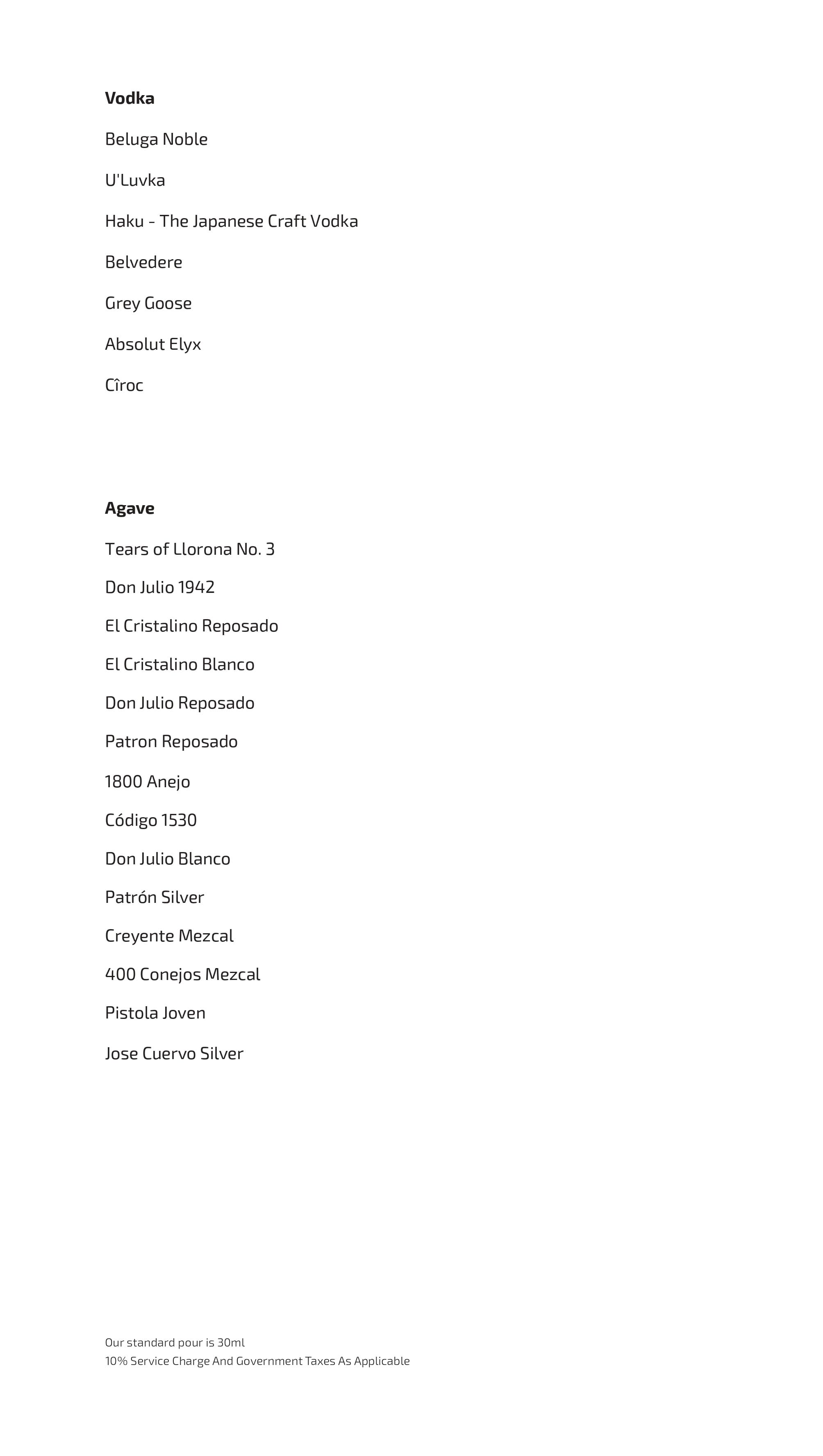 Dining Experience for Two at Ekaa, South Mumbai — Beverages menu