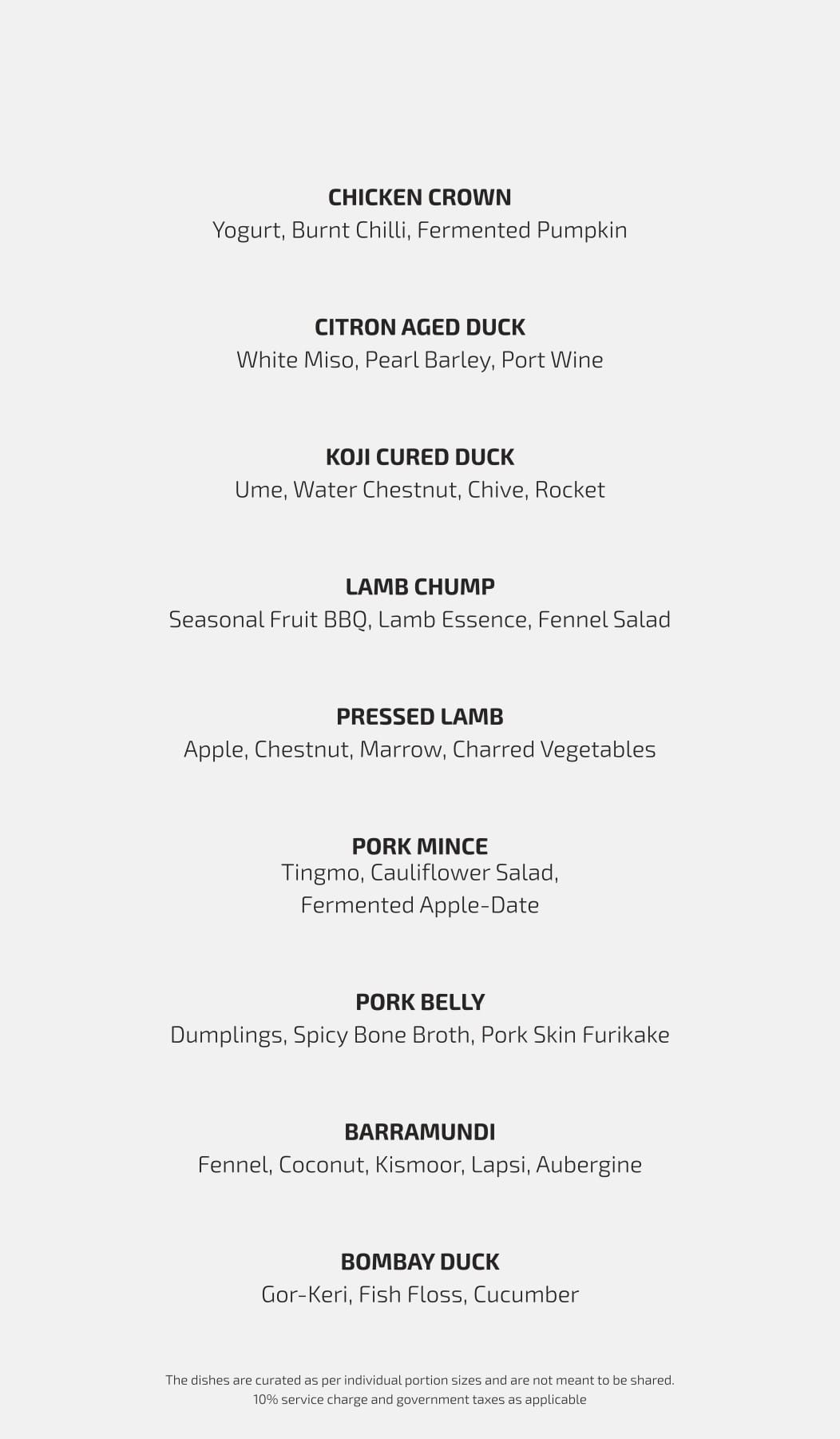 Dining Experience for Two at Ekaa, South Mumbai — Food menu