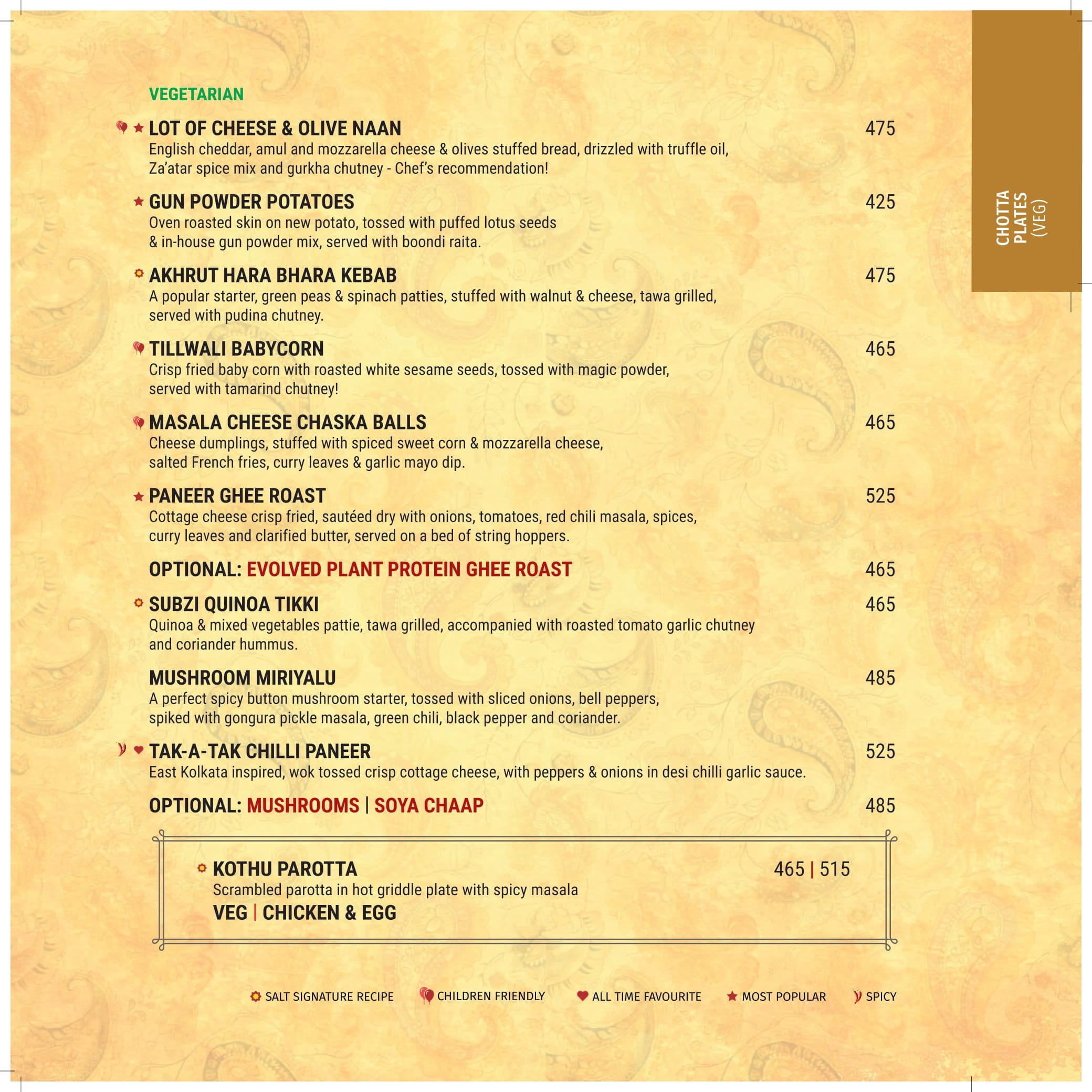 Dining Experience for Two at The Best Indian Restaurant, Central Bengaluru — Food menu