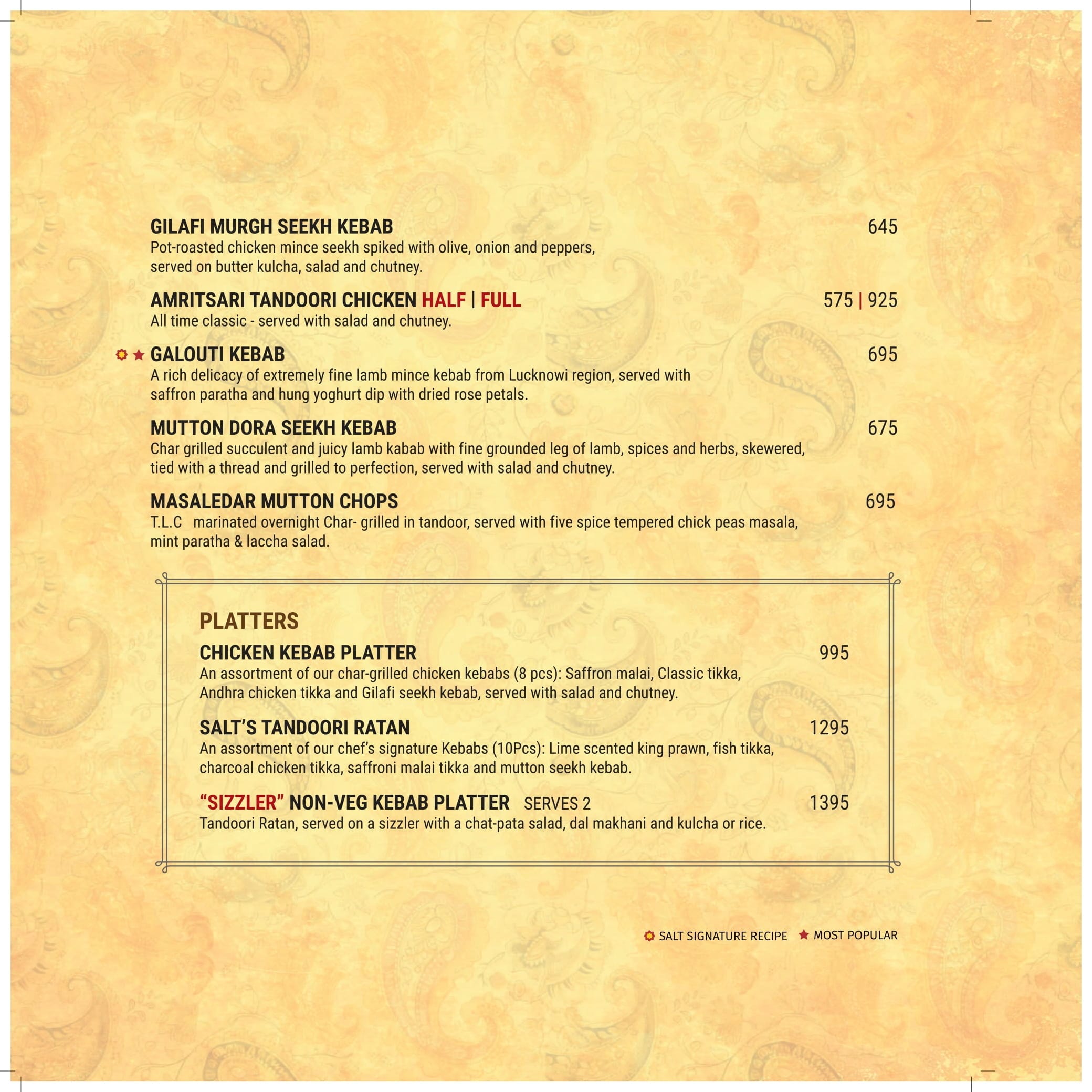 Dining Experience for Two at The Best Indian Restaurant, Central Bengaluru — Food menu