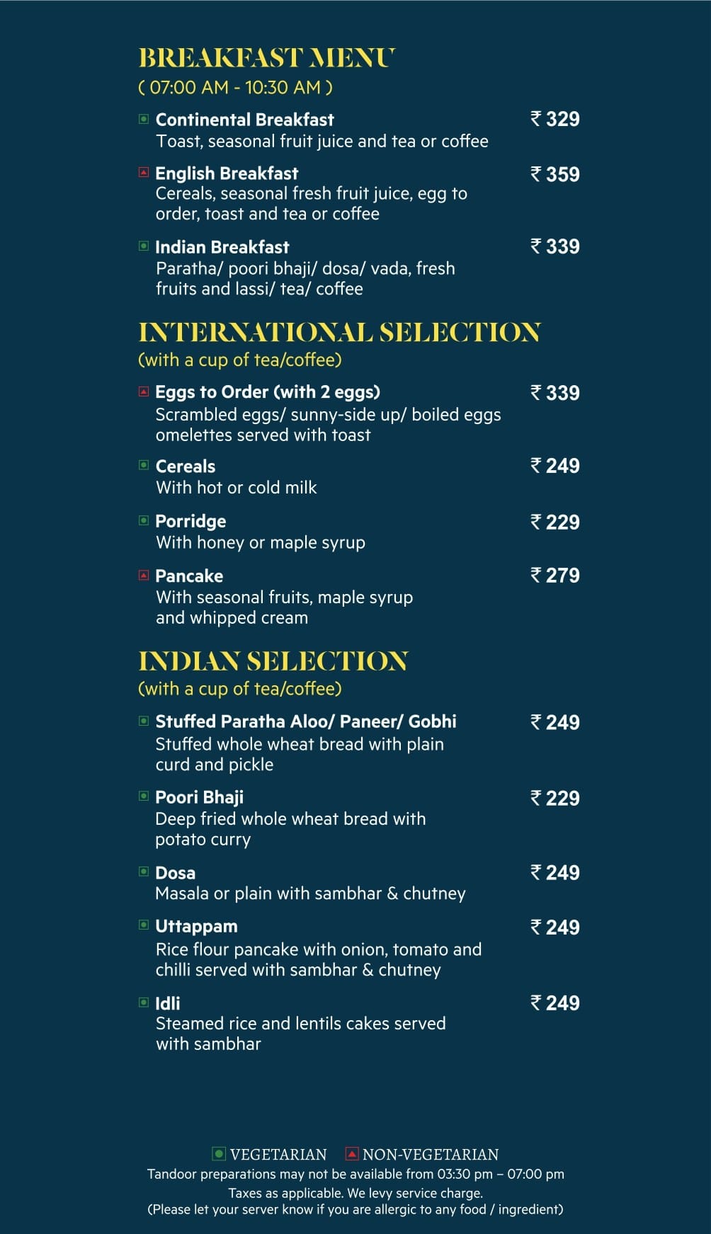 Dining Experience for Two at Flavours, Sector 29 — Food menu
