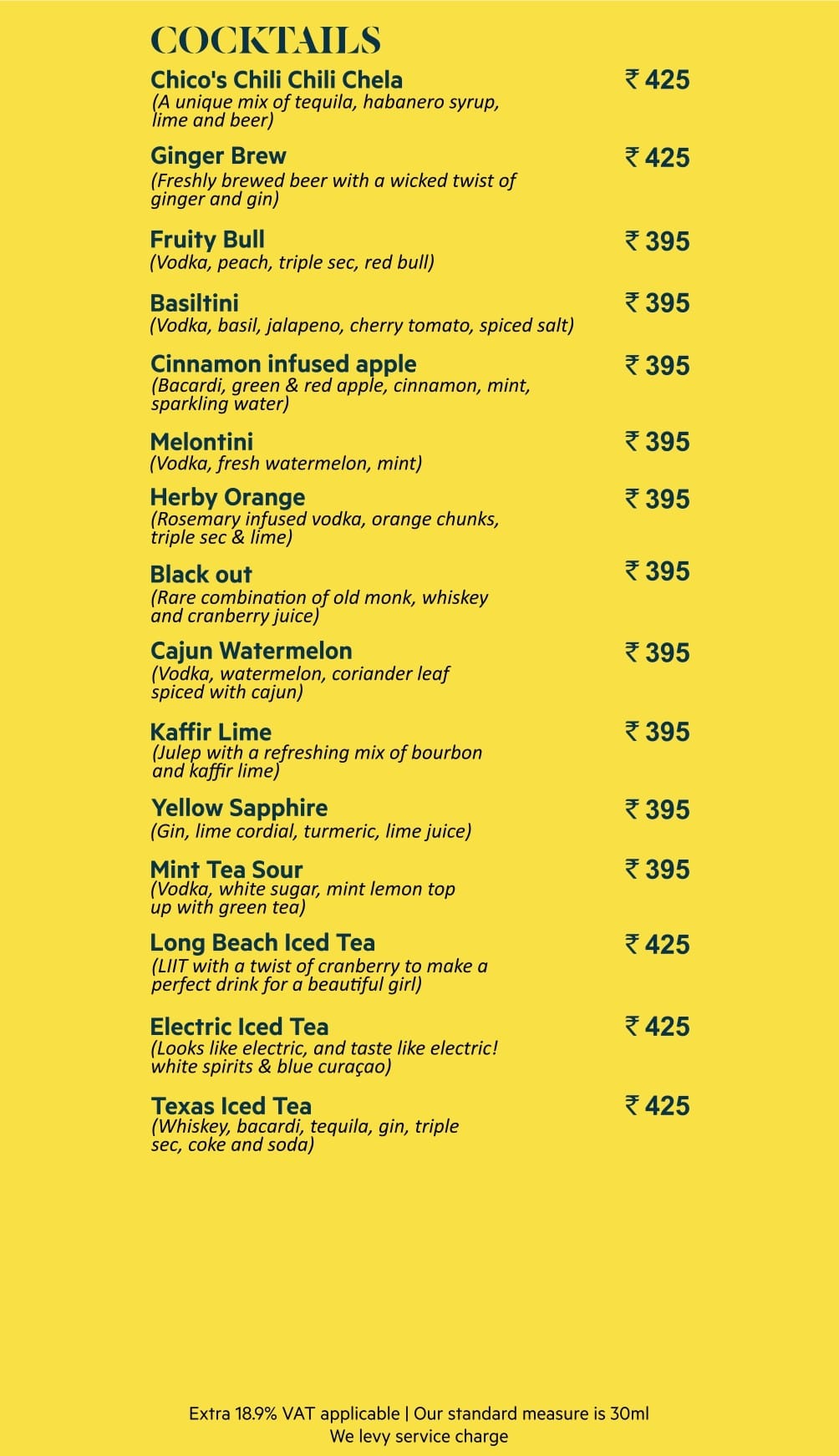 Dining Experience for Two at Flavours, Sector 29 — Beverages menu