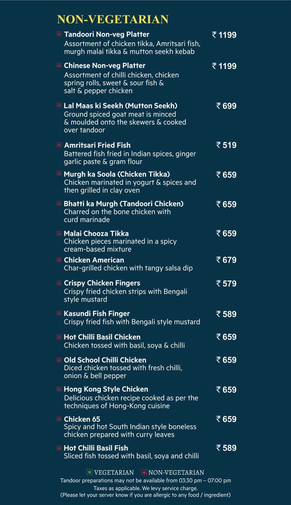 Dining Experience for Two at Flavours, Sector 29 — Food menu