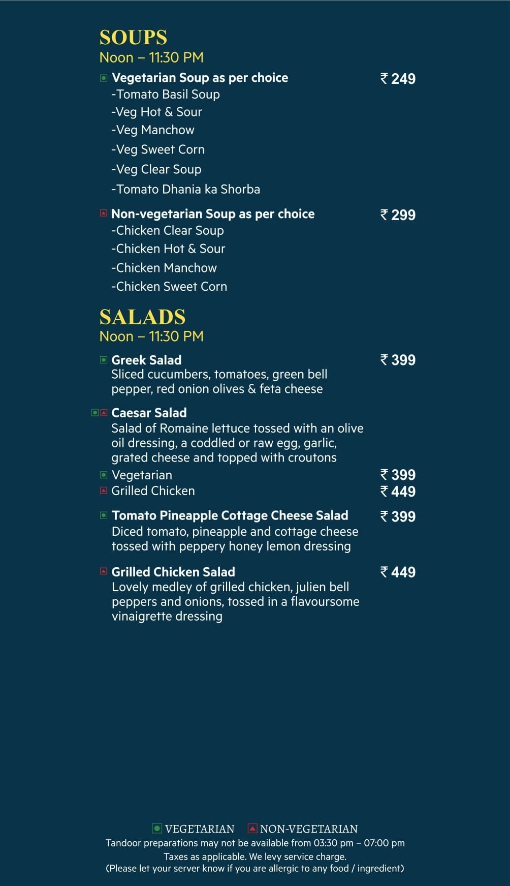 Dining Experience for Two at Flavours, Sector 29 — Food menu