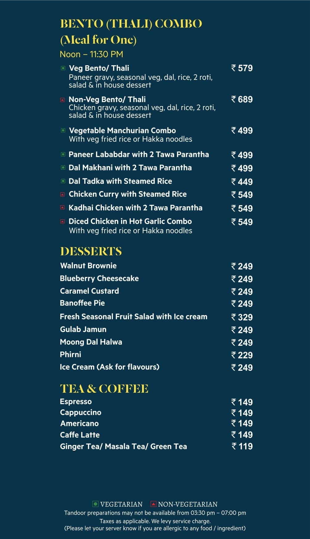 Dining Experience for Two at Flavours, Sector 29 — Food menu