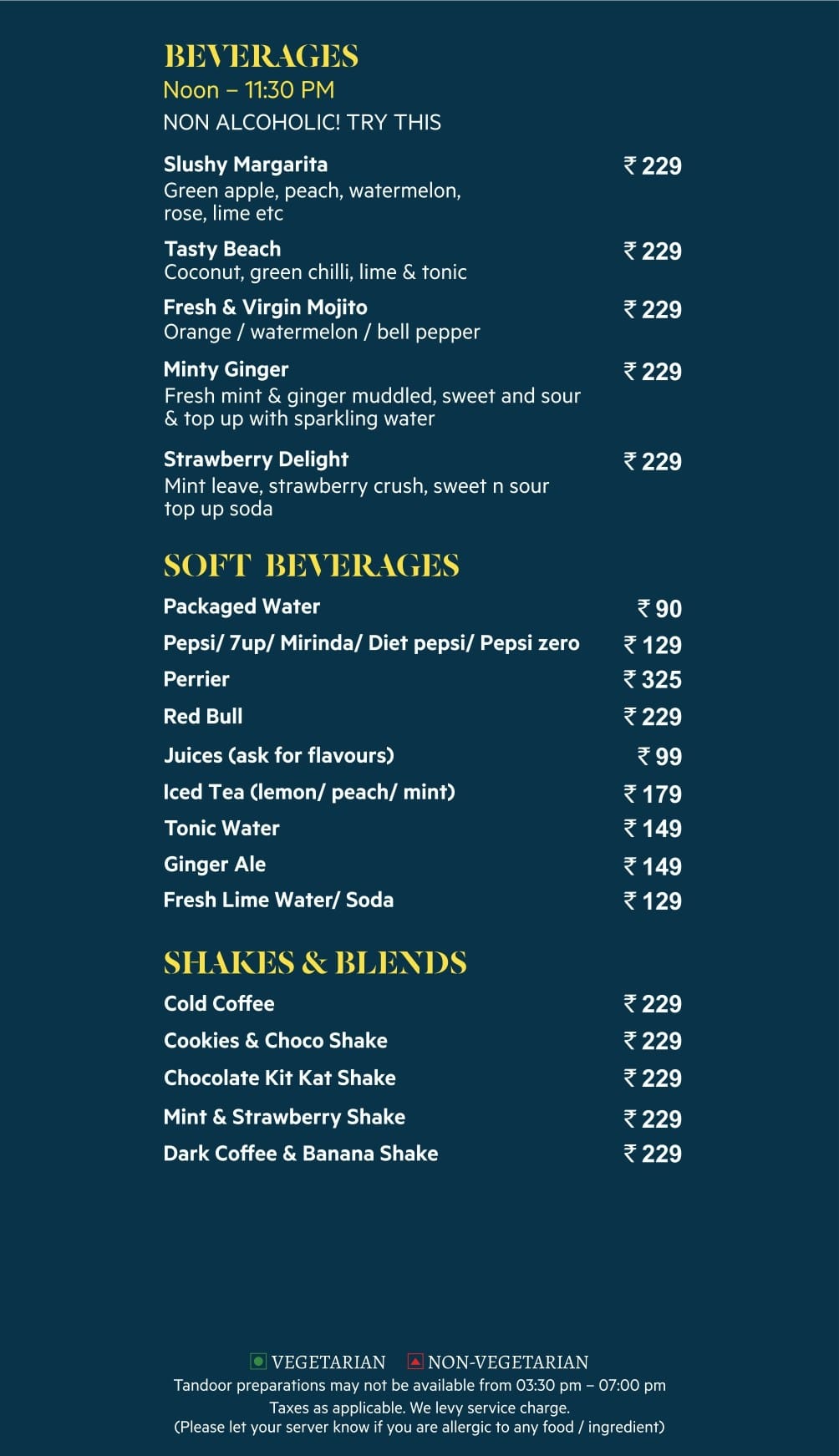 Dining Experience for Two at Flavours, Sector 29 — Beverages menu