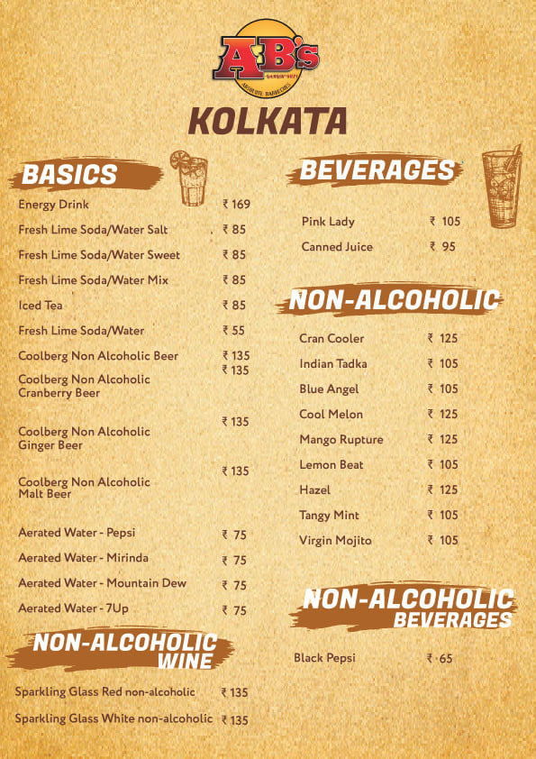 Menu of AB's - Absolute Barbecues, Avani Riverside Mall, Shibpur