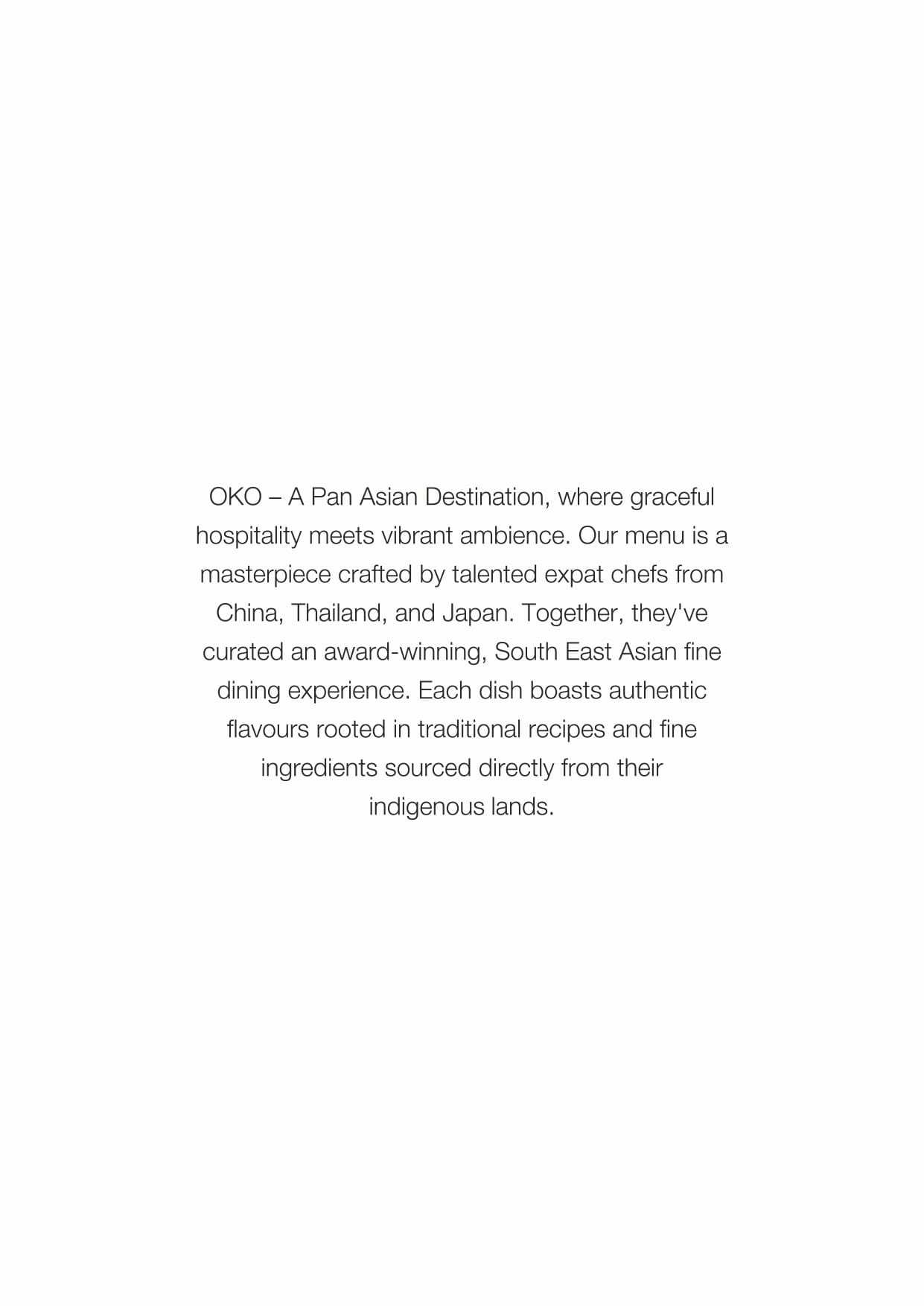 Dining Experience for Two at OKO, Mumbai — Food menu