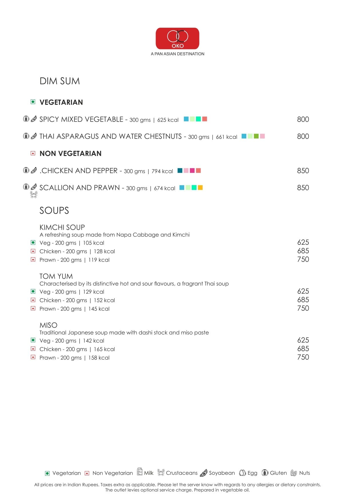 Dining Experience for Two at OKO, Mumbai — Food menu