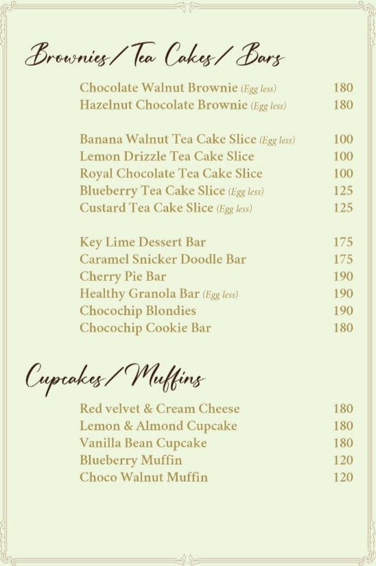 Dining Experience for Two at Zed The Baker, Central Bengaluru — Food menu