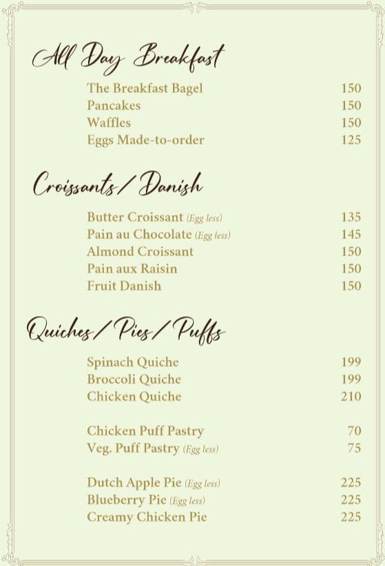Dining Experience for Two at Zed The Baker, Central Bengaluru — Food menu
