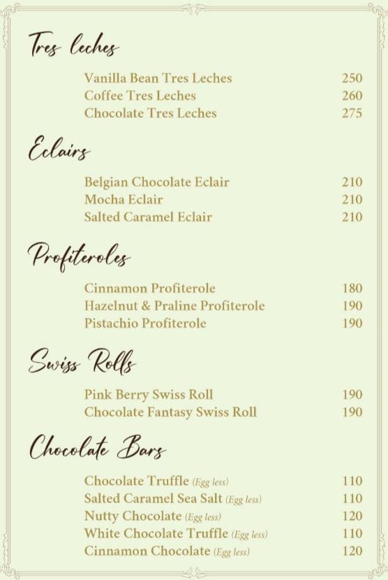 Dining Experience for Two at Zed The Baker, Central Bengaluru — Food menu