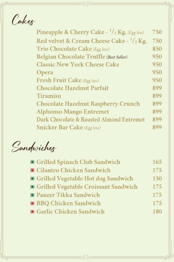 Dining Experience for Two at Zed The Baker, Central Bengaluru — Food menu
