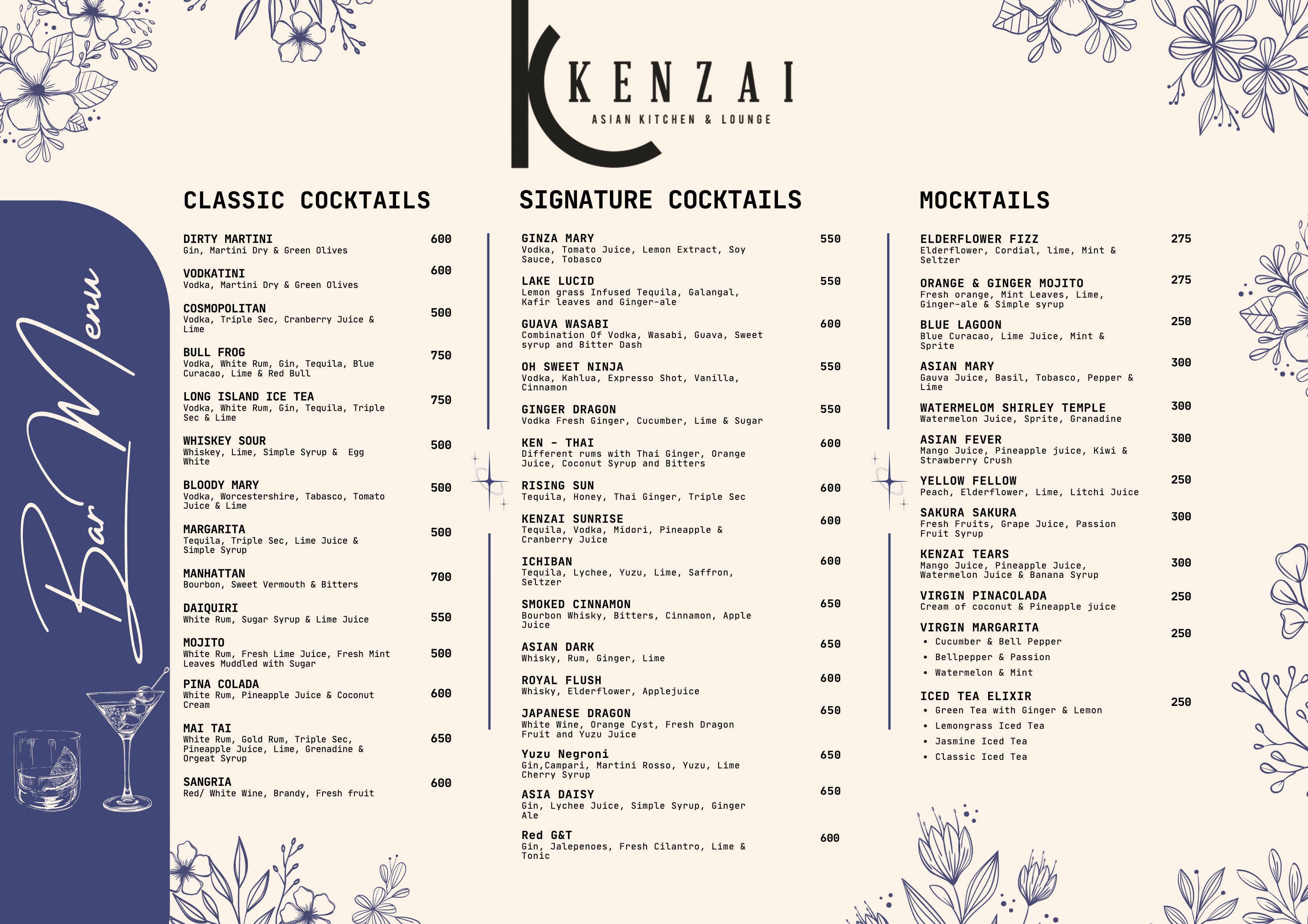 Dining Experience for Two at Kenzai - Asian Kitchen And Lounge, Central Bengaluru — Beverages menu