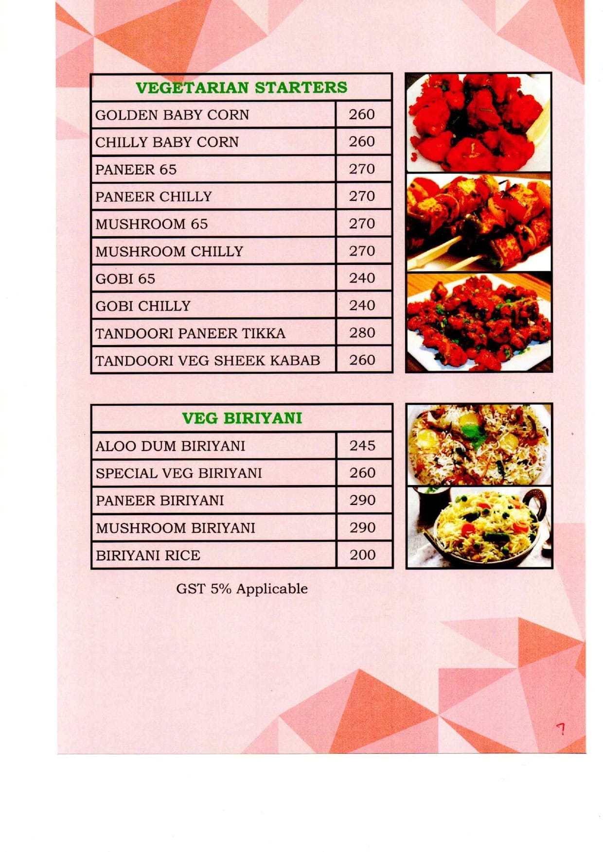 Dining Experience for Two at Narmada Restaurant, East Bengaluru — Food menu