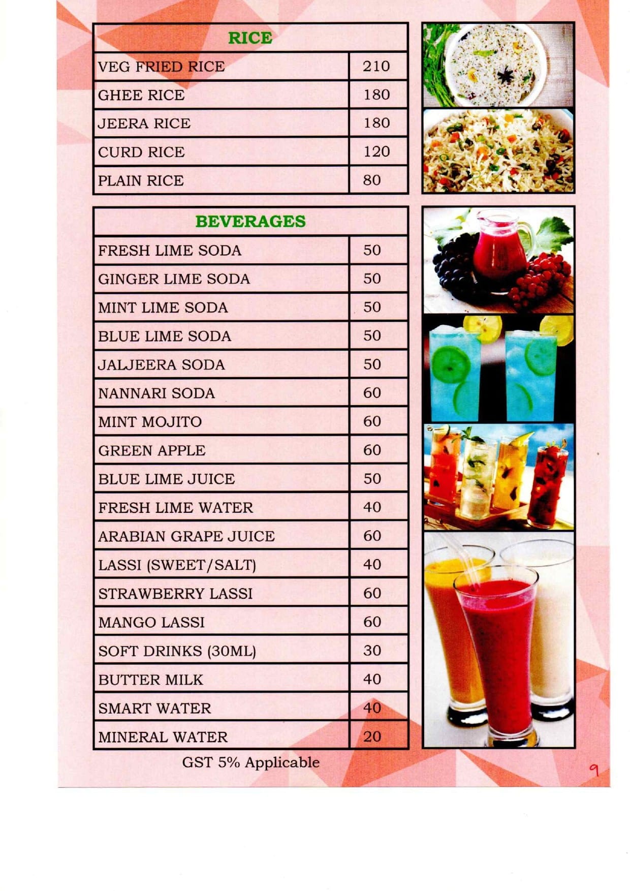 Dining Experience for Two at Narmada Restaurant, East Bengaluru — Beverages menu
