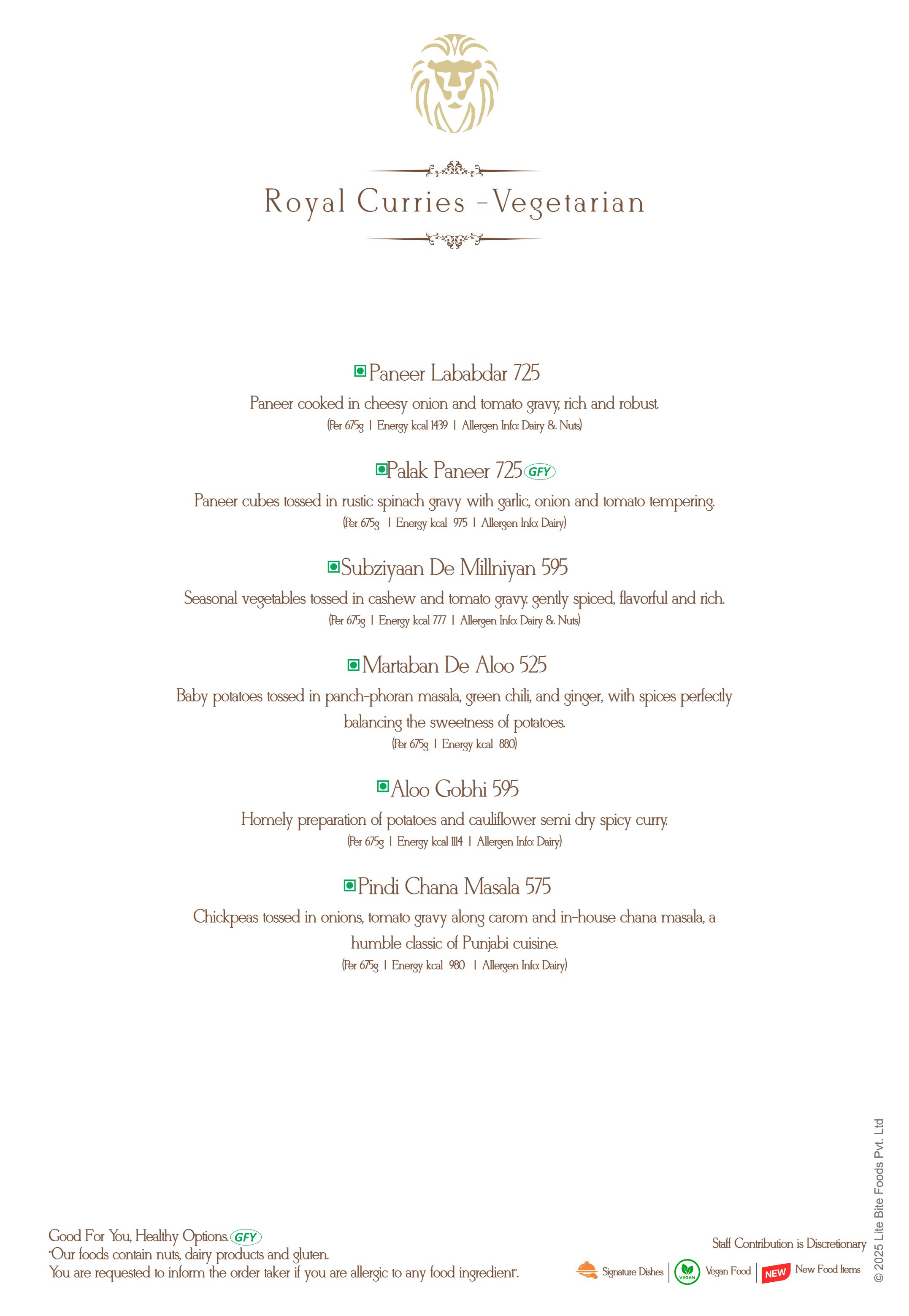 Dining Experience for Two at Punjab Grill, Bengaluru — Food menu
