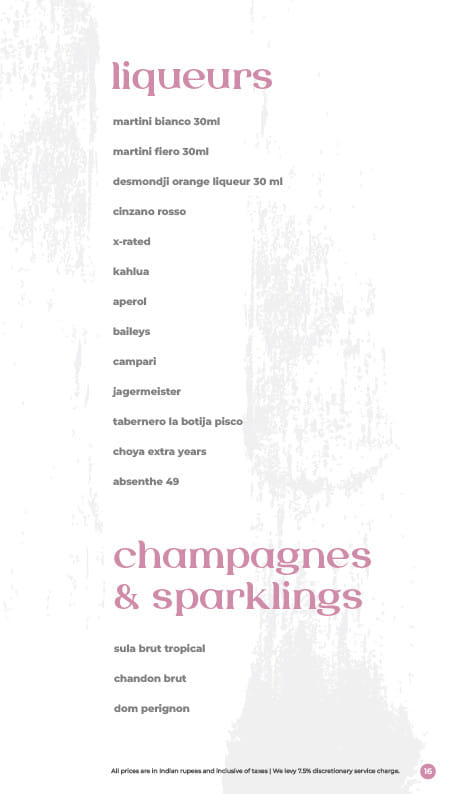 Dining Experience for Two at Roxie, South Bengaluru — Beverages menu