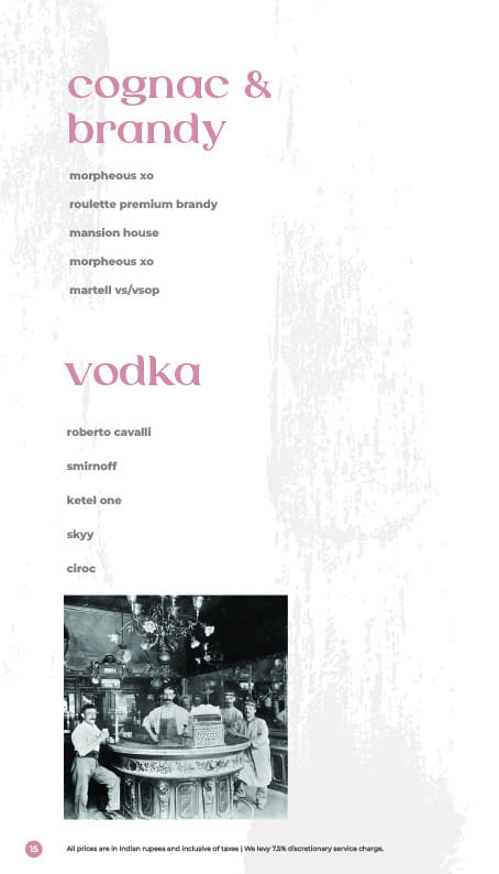 Dining Experience for Two at Roxie, South Bengaluru — Beverages menu