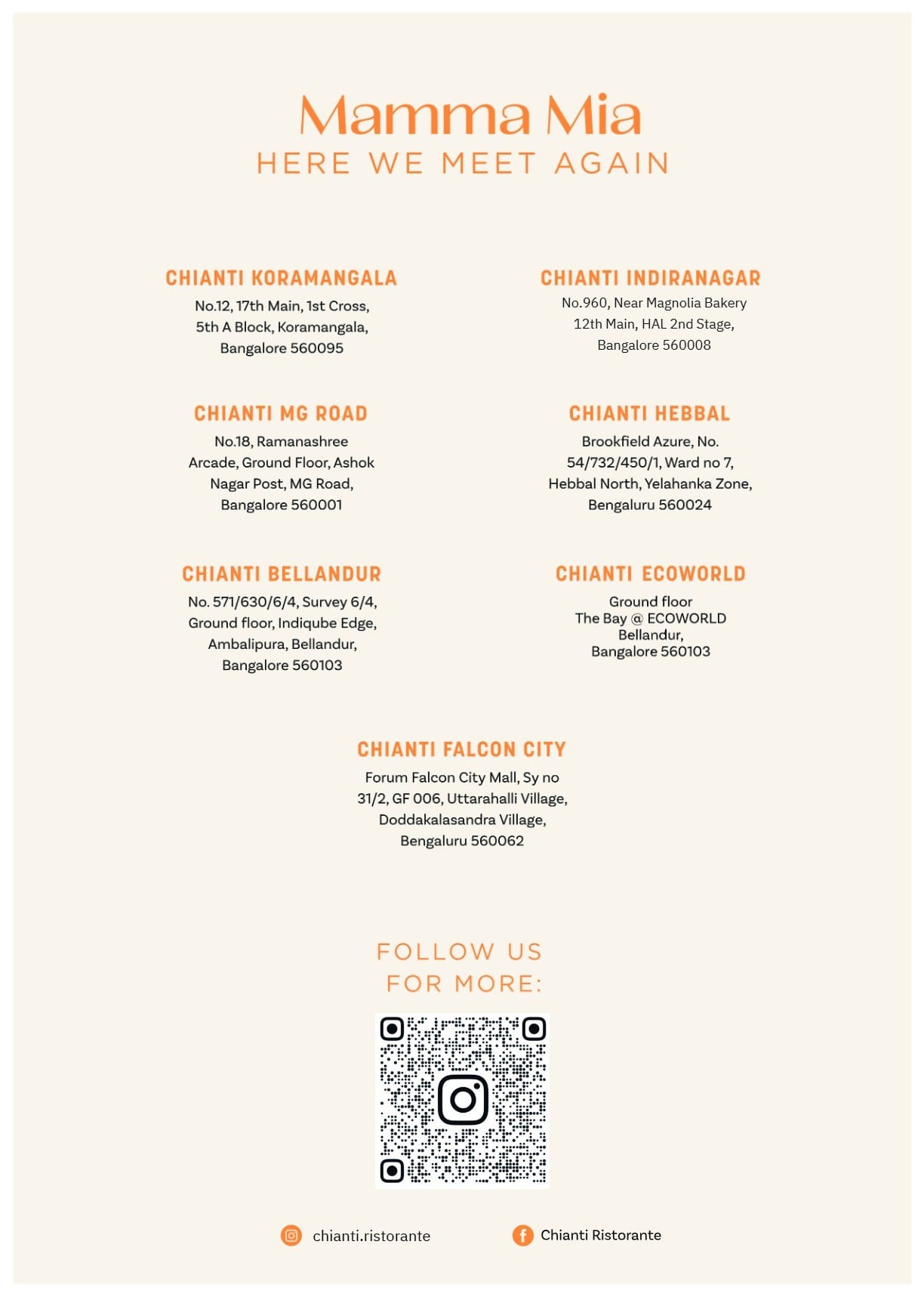 Dining Experience for Two at Chianti, Central Bengaluru — Food menu