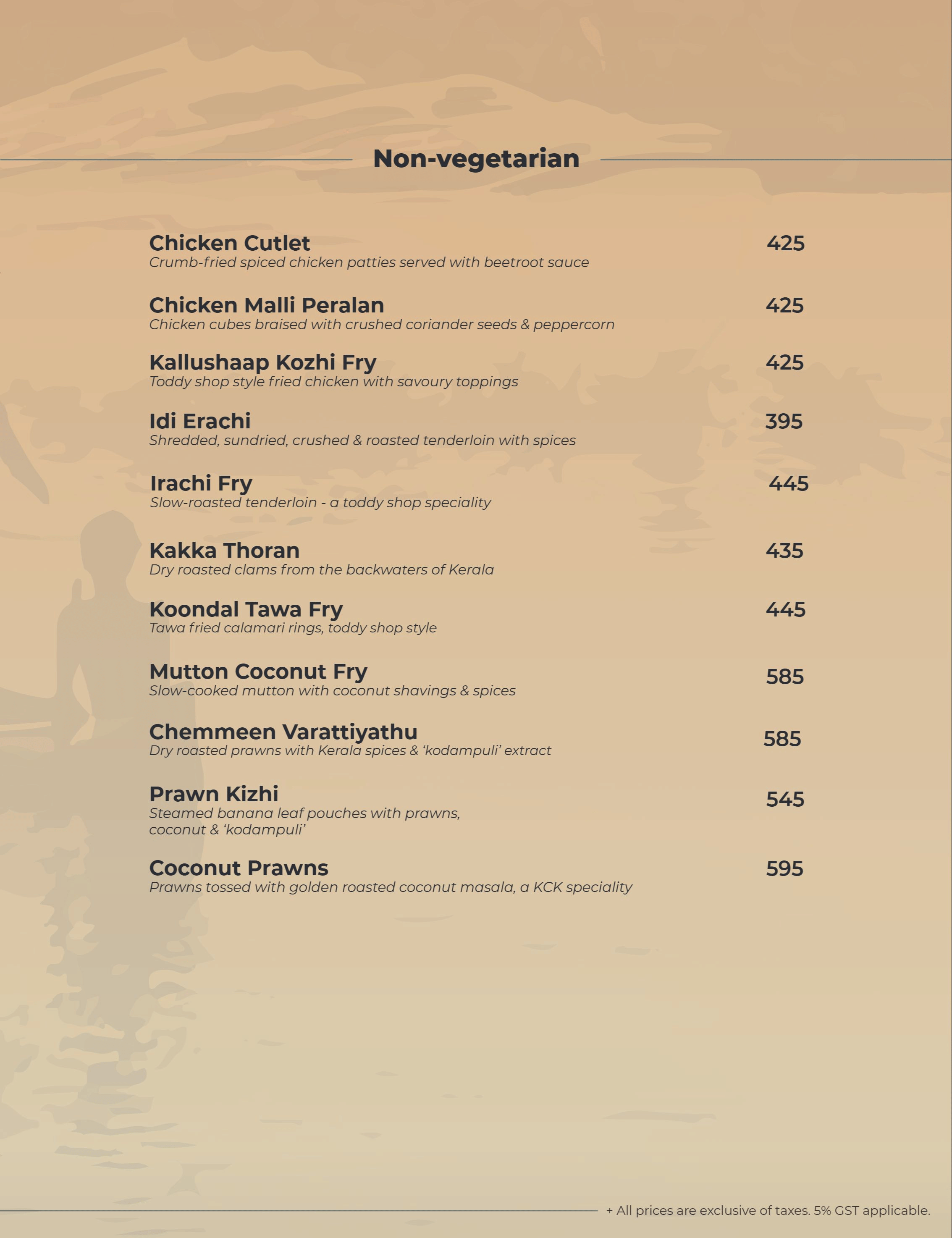 Menu of Kappa Chakka Kandhari, Nungambakkam, Chennai