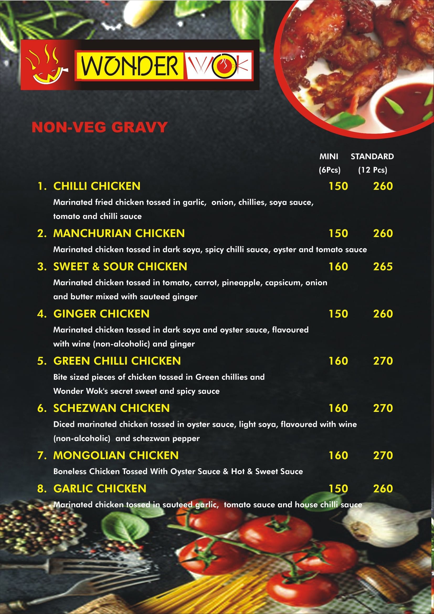 Menu of Wonder Wok, Lake Town, Kolkata