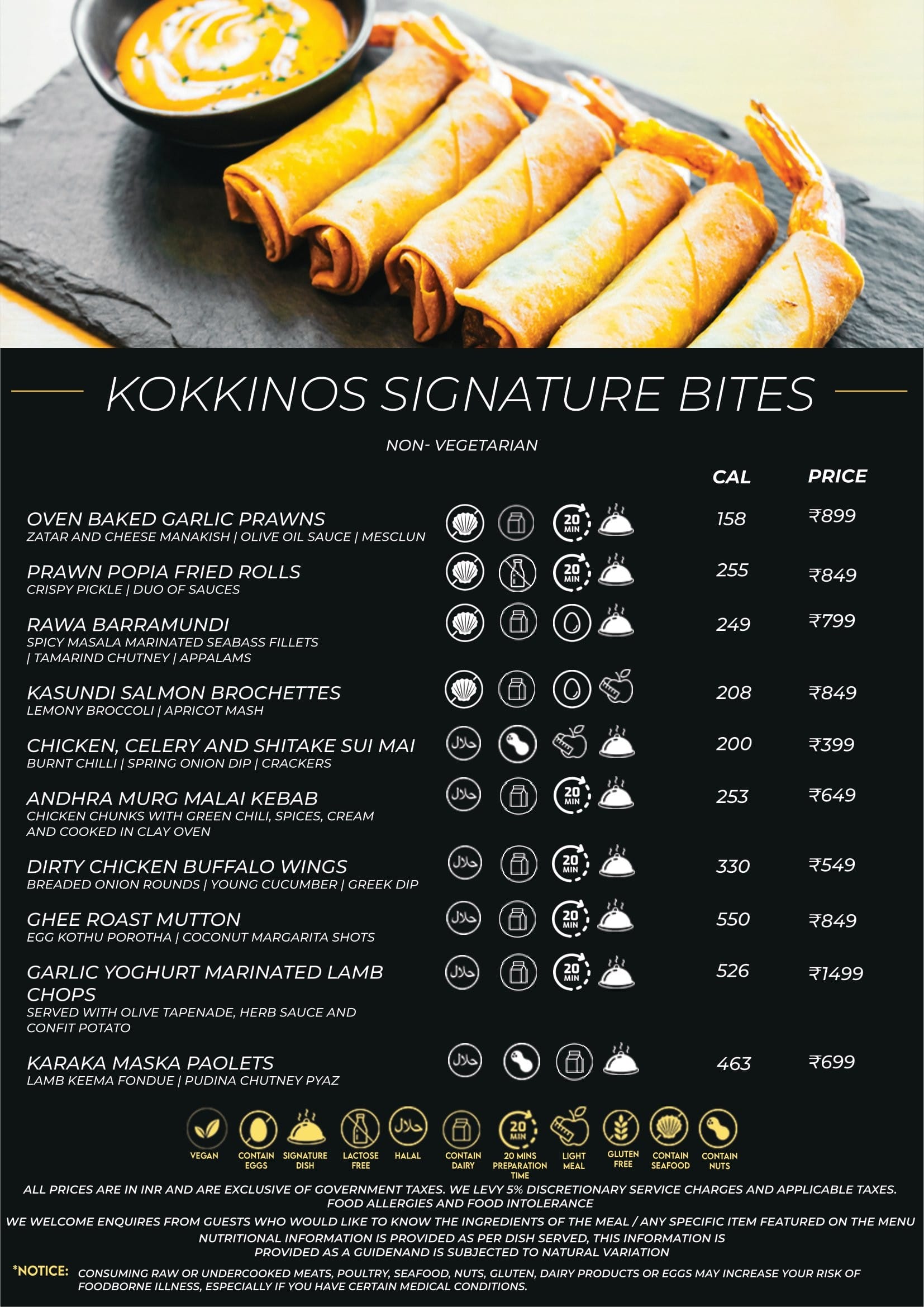 Dining Experience for Two at KOKKINOS, Gurgaon — Food menu