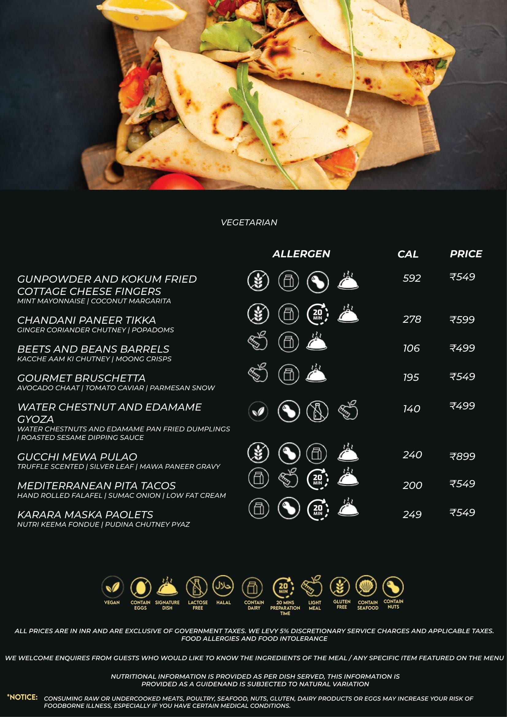 Dining Experience for Two at KOKKINOS, Gurgaon — Food menu