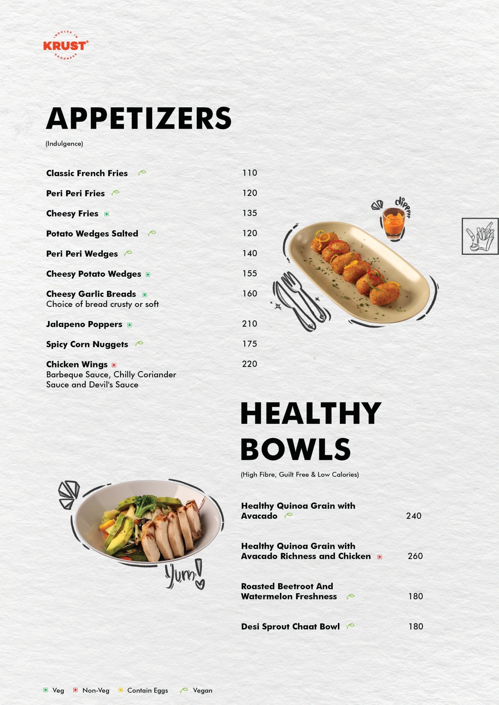 Menu of Krust Cafe, Koramangala, South Bengaluru